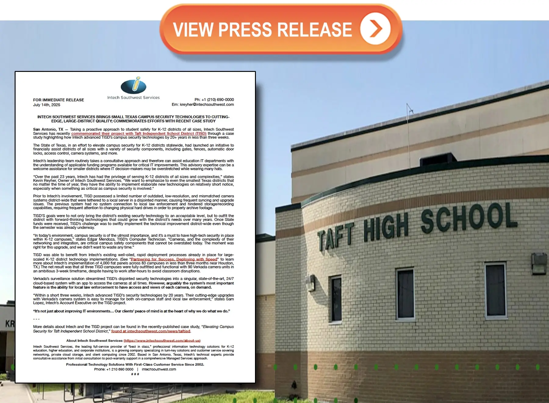 PDF Document Preview with an image of Taft High School in the background.