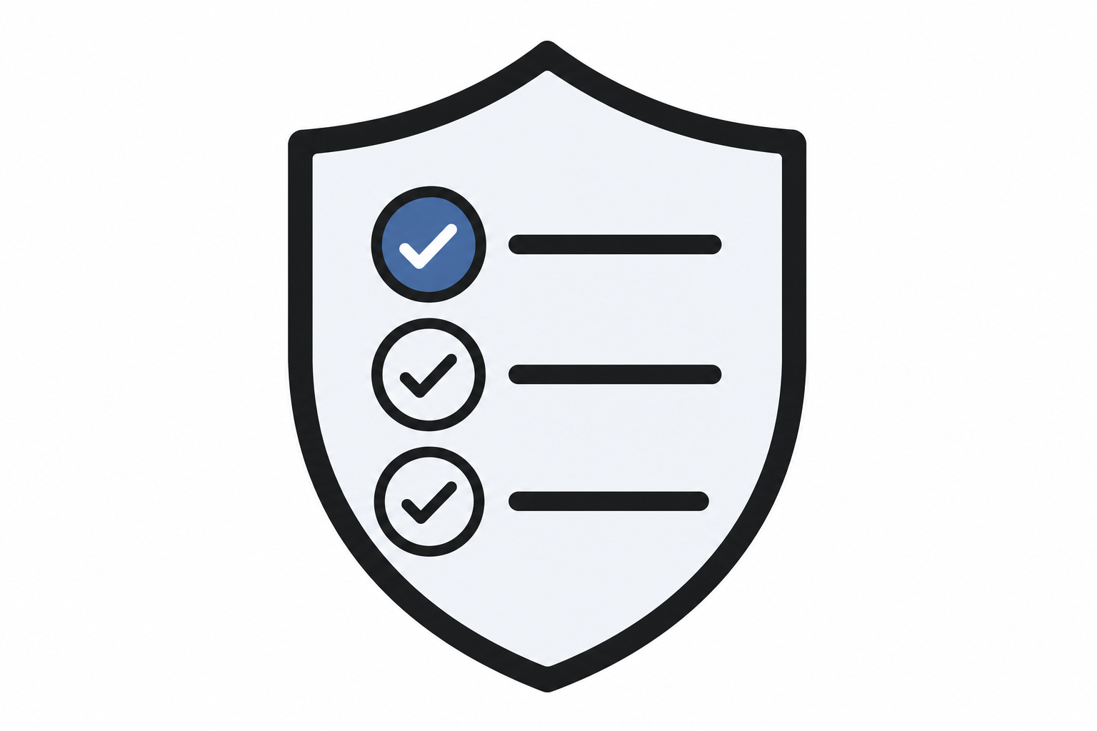 Shield with checklist icon