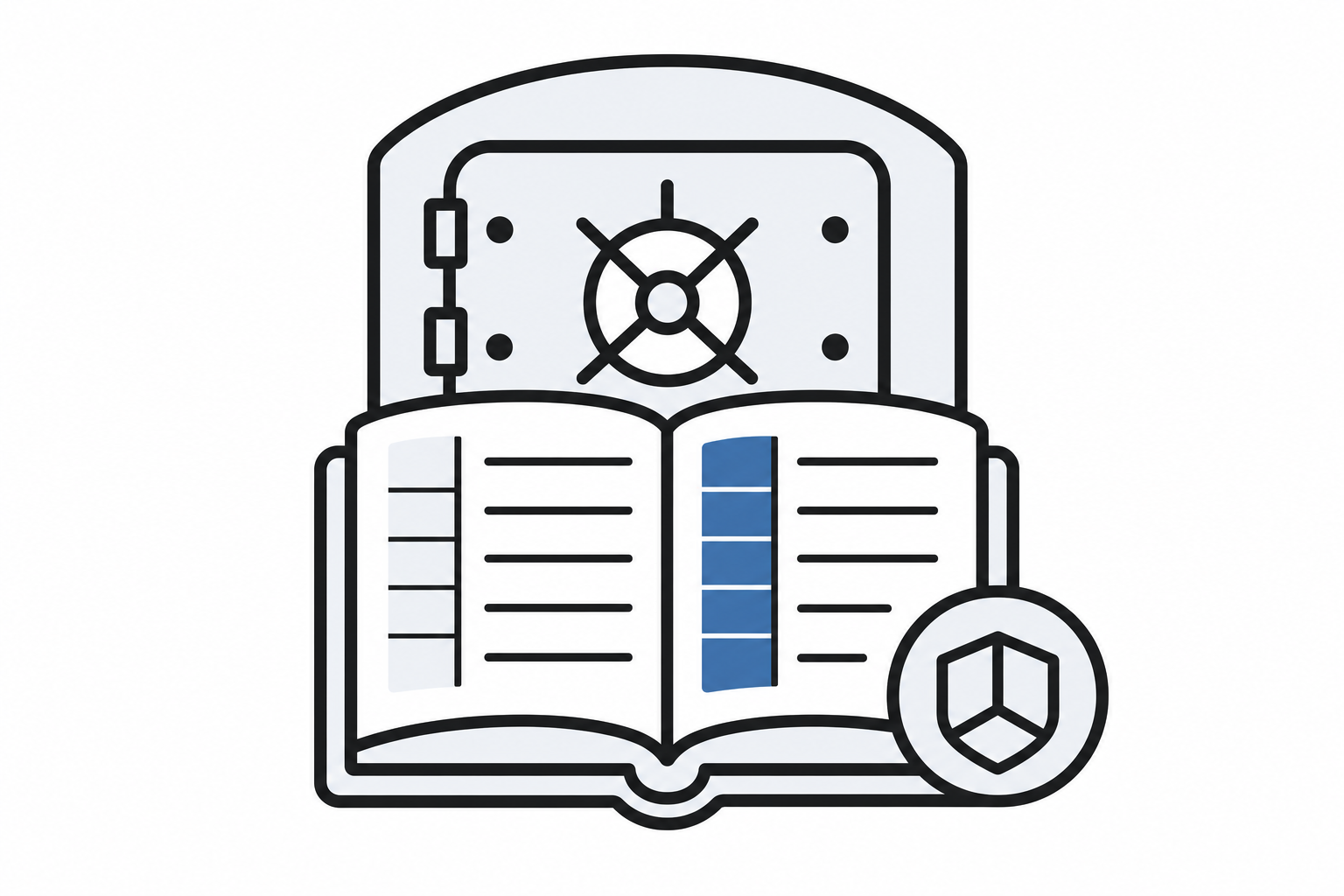 Trust ledger and vault icon