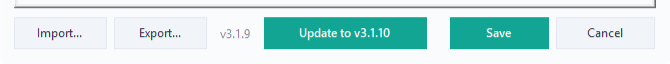 The bottom of DocMonster Settings showing the current version and an "Update to" button