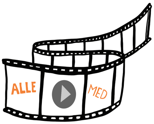 Illustrasjon: Filmrull med teksten Alle med