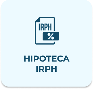 Icono de documento con símbolo de porcentaje IRPH y texto Hipoteca IRPH en un recuadro azul claro