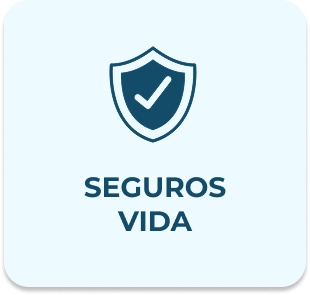 Icono de escudo con marca de verificación y texto Seguros Vida en un recuadro azul claro
