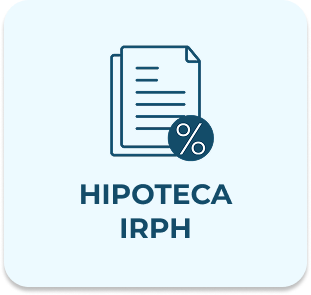 Icono de documento con símbolo de porcentaje IRPH y texto Hipoteca IRPH en un recuadro azul claro