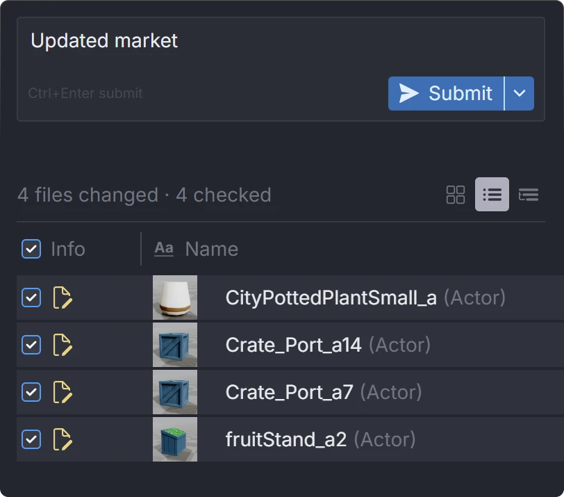 Anchorpoint for Lore, submitting, pushing, committing