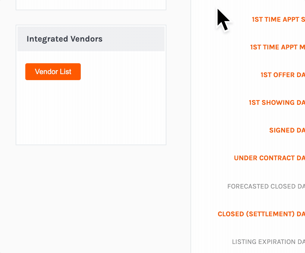 (gif) clicking on the Vendor List button