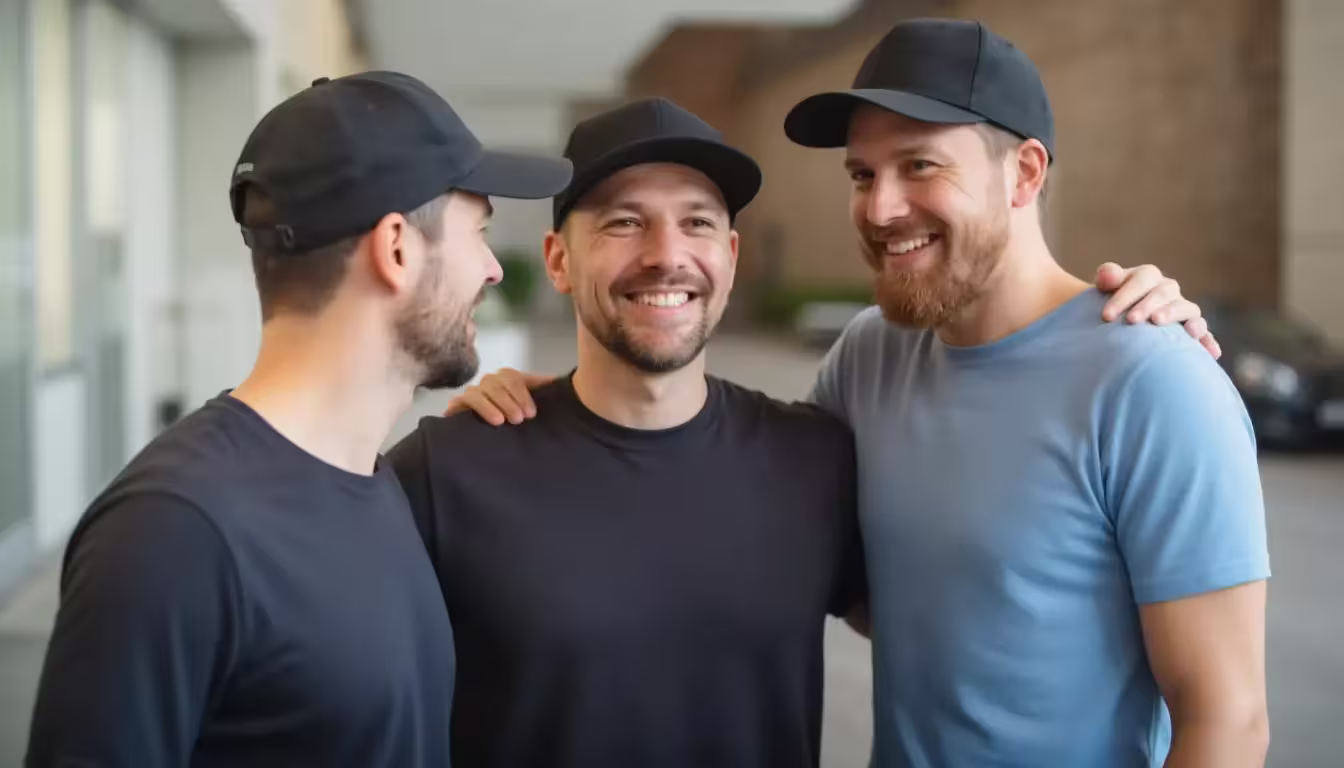 Tre fornøyde elektrikere