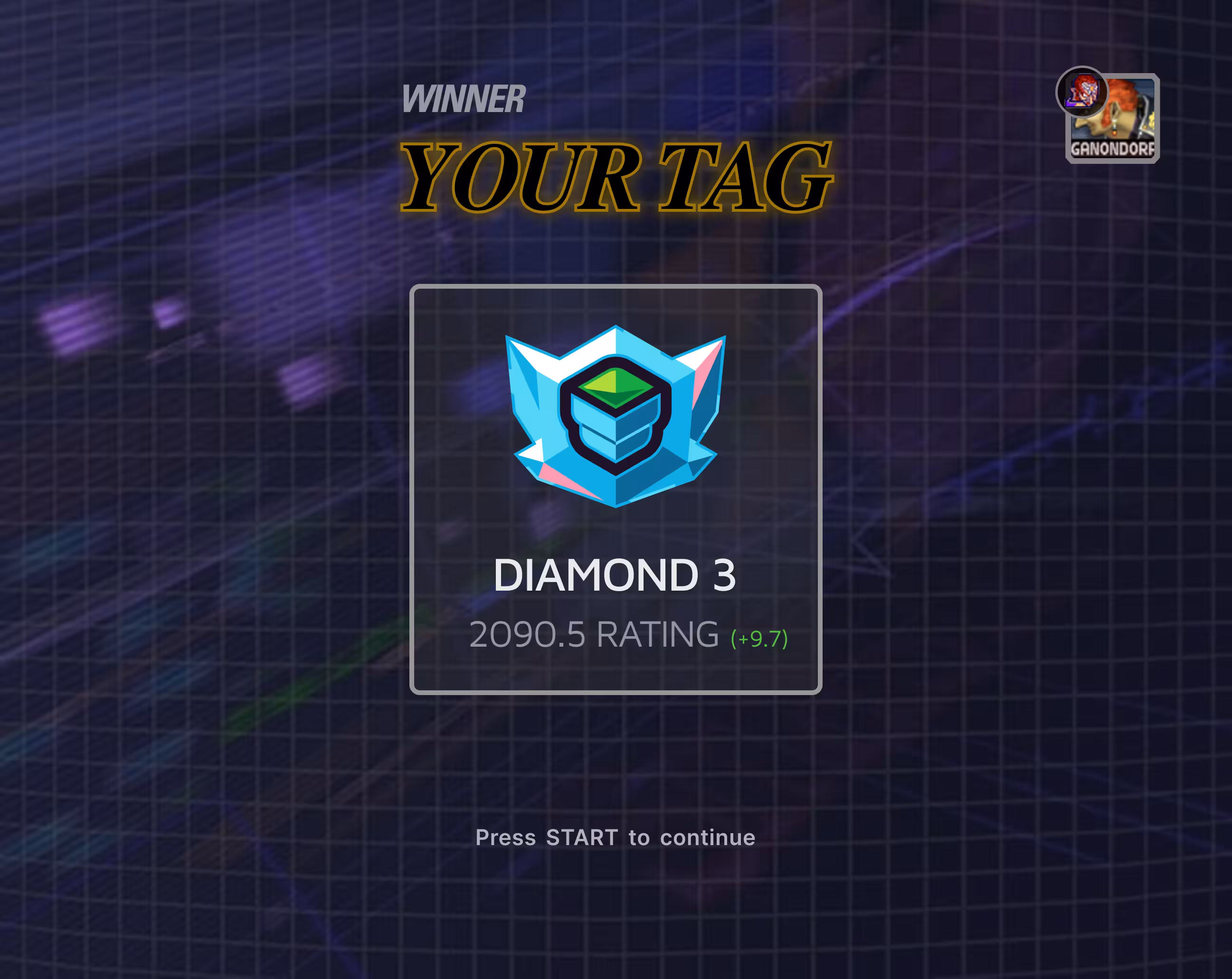 Post-match results screen showcasing player progression within the Slippi game client