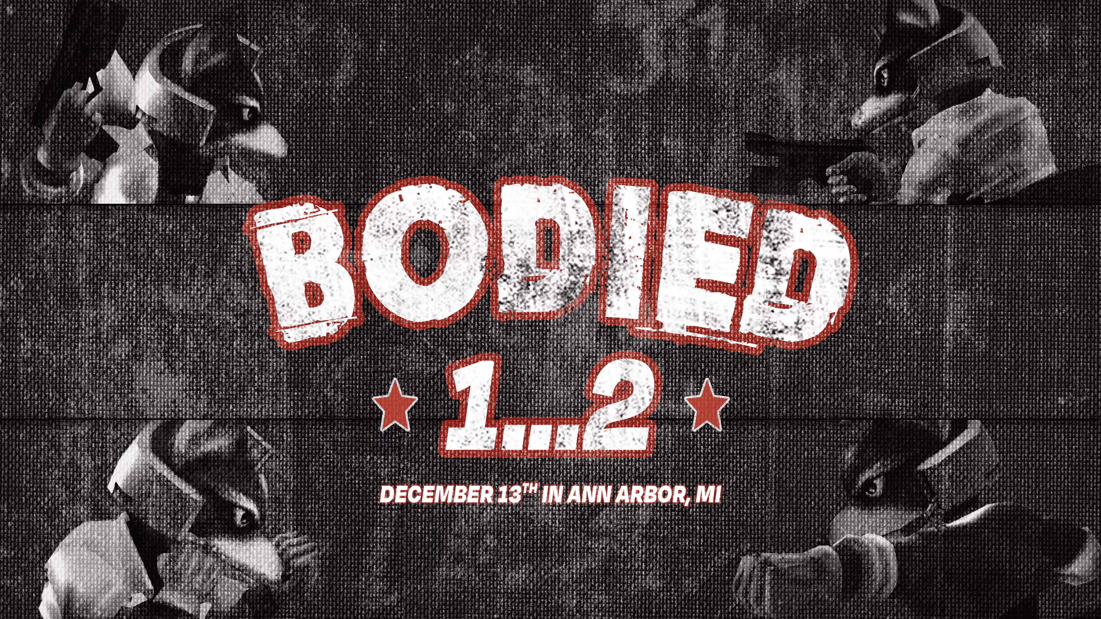 Primary promotional banner for Bodied 12, a Michigan-based Super Smash Bros. Melee esports tournament.