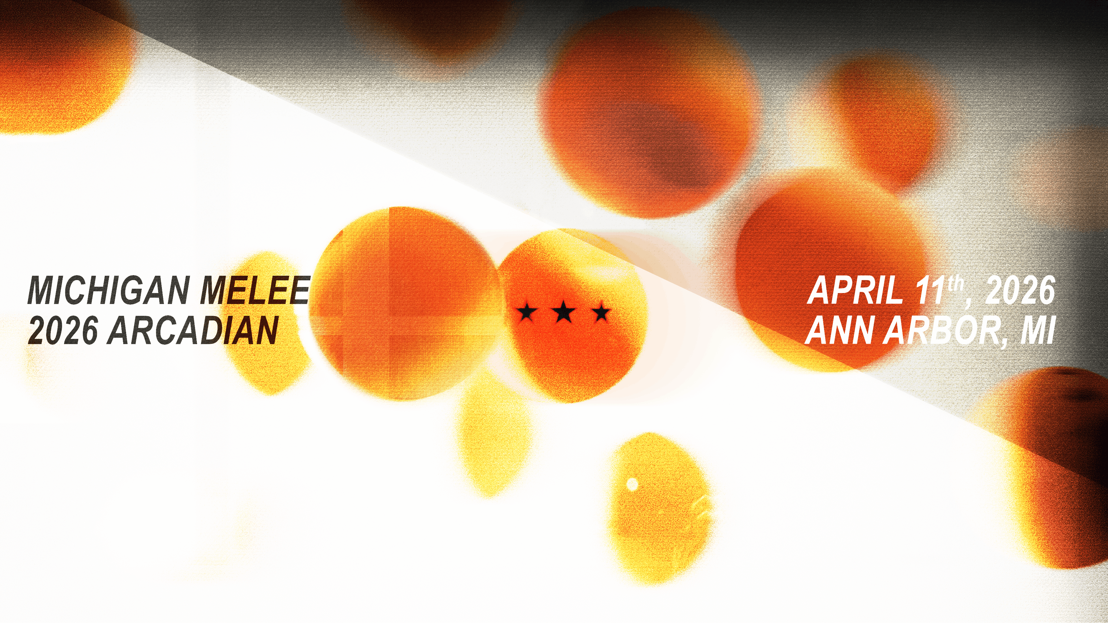 Primary promotional banner for the 2026 Michigan Melee Arcadian, a Michigan-based Super Smash Bros. Melee esports event for unranked players.