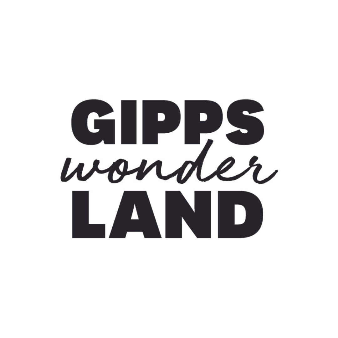 Gipps Wonderland logo with bold and script black text on white background.