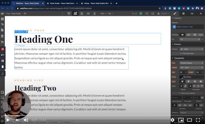 Editing global heading, text and color styles