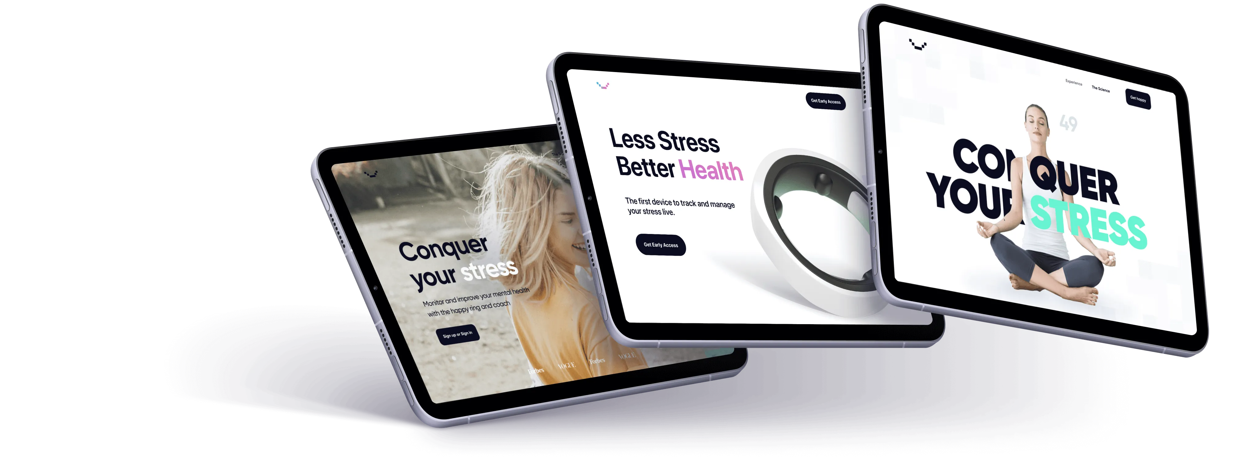 Three distinct tablets aligned in a straight line for emphasis.