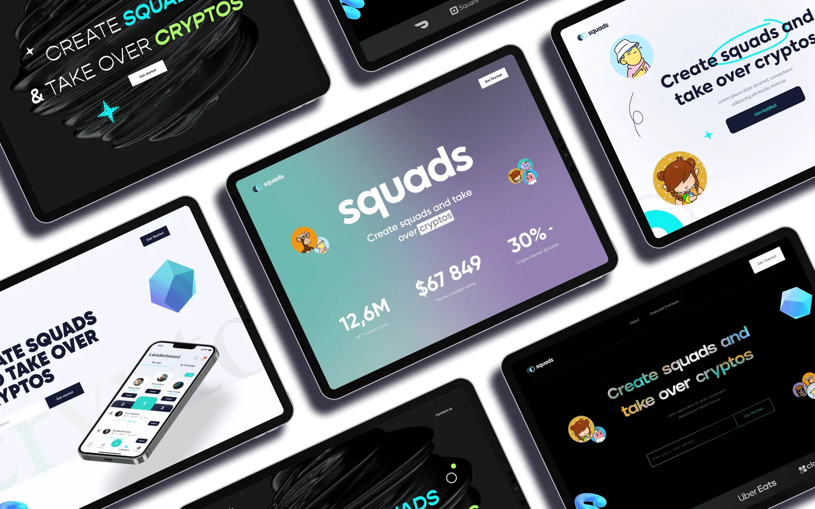 An illustration representing a decentralized app store, showcasing various app icons and a network of interconnected devices.