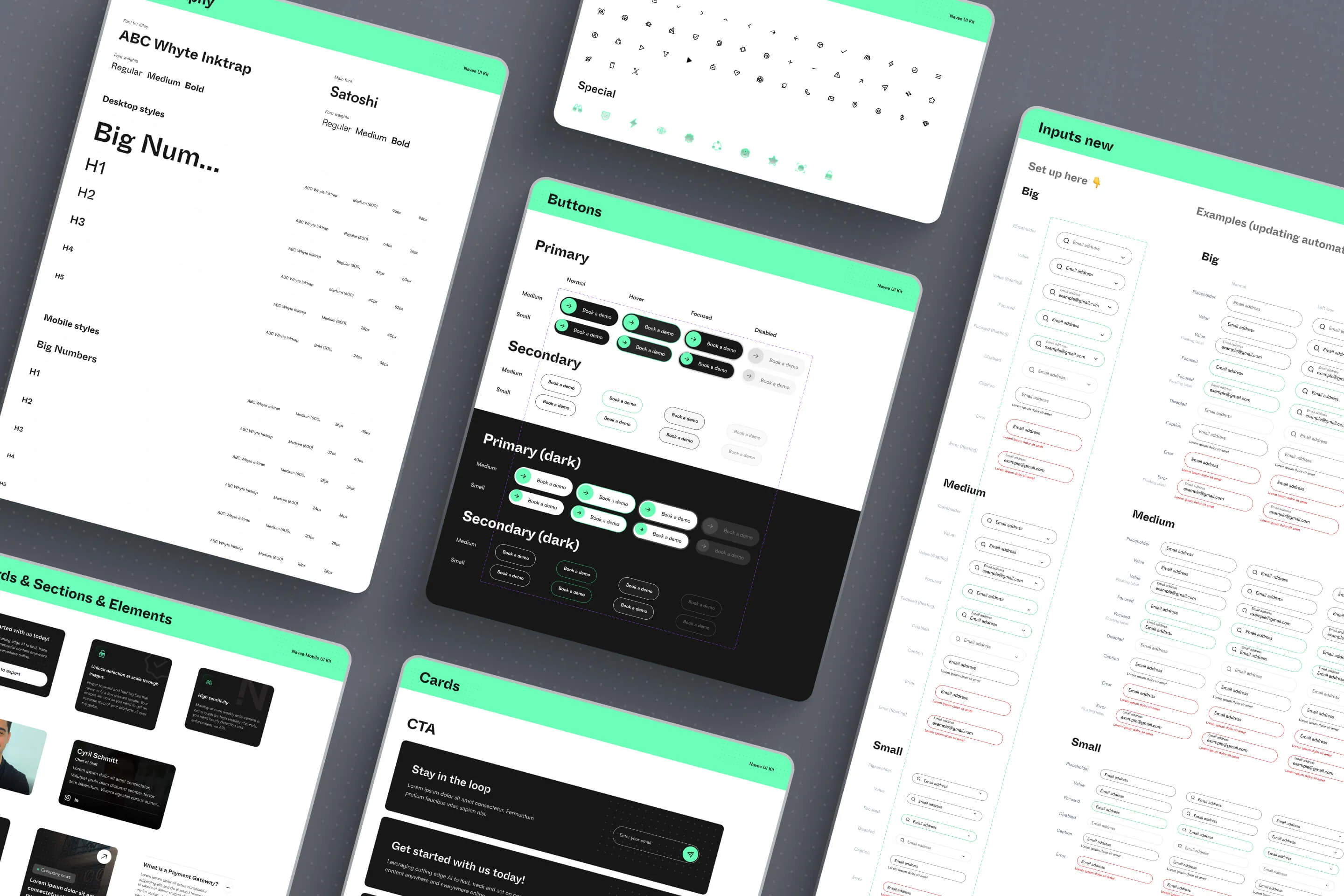 Un large éventail d'icônes et d'écrans d'applications affichés ensemble, présentant diverses fonctionnalités et designs.