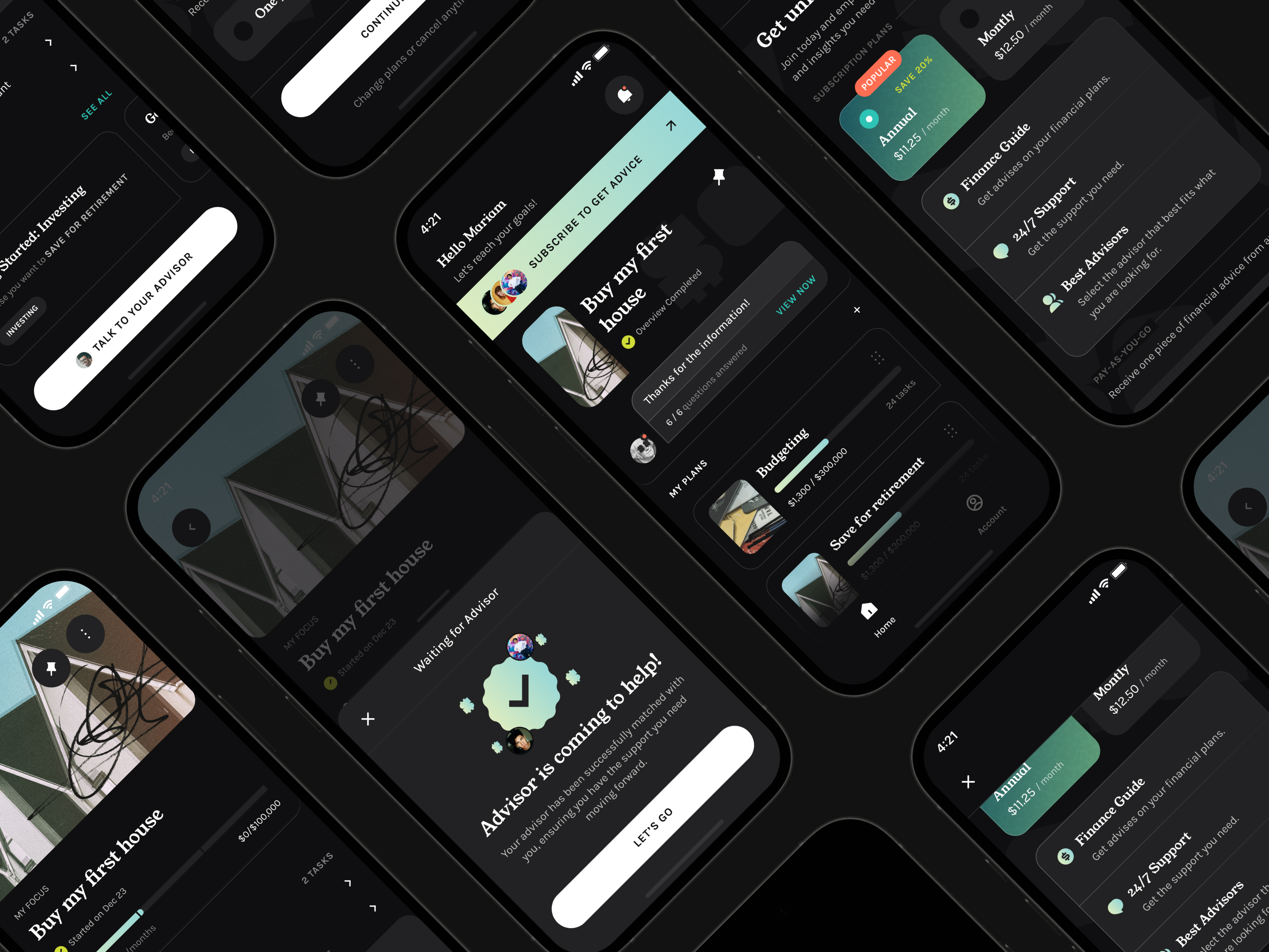 A collection of iPhones showcasing various food items on their screens, highlighting diverse culinary presentations.