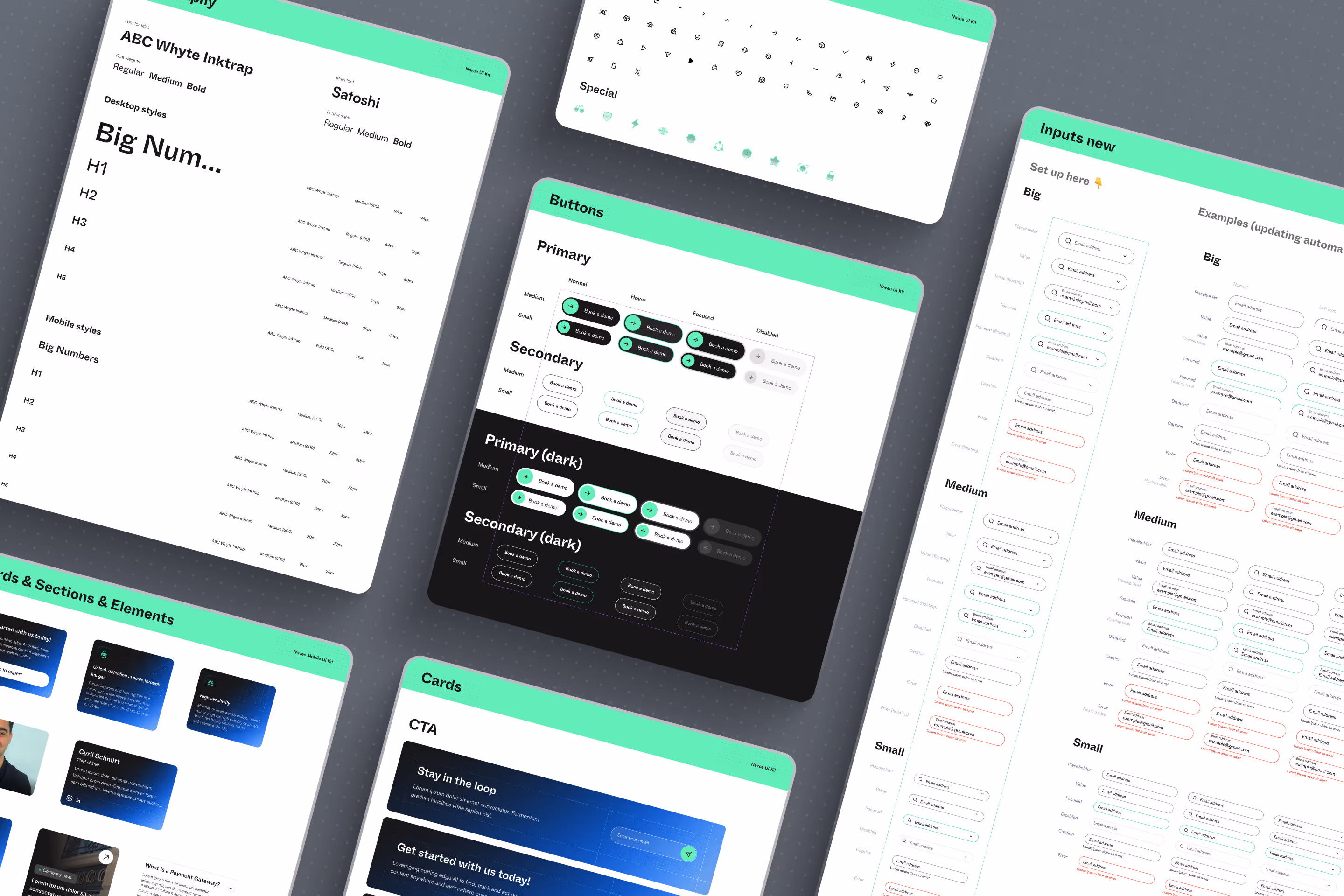 Une vaste gamme d'icônes d'applications et d'écrans présentés ensemble, illustrant diverses fonctionnalités et designs.