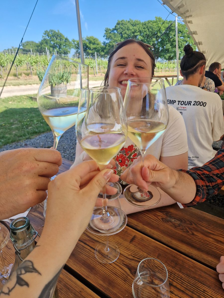 Raising a glass on the vineyard tour