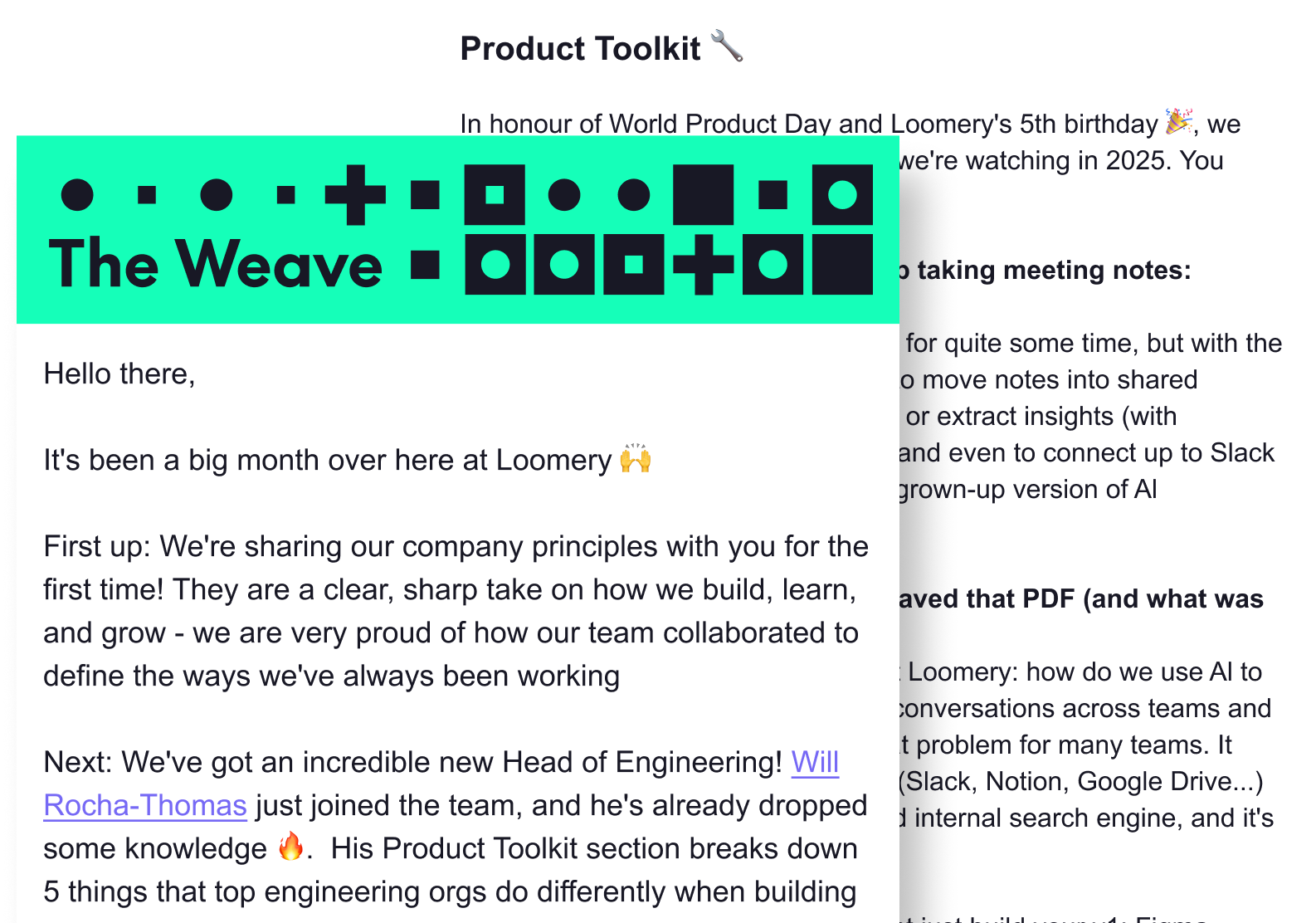 Preview of The Weave newsletter