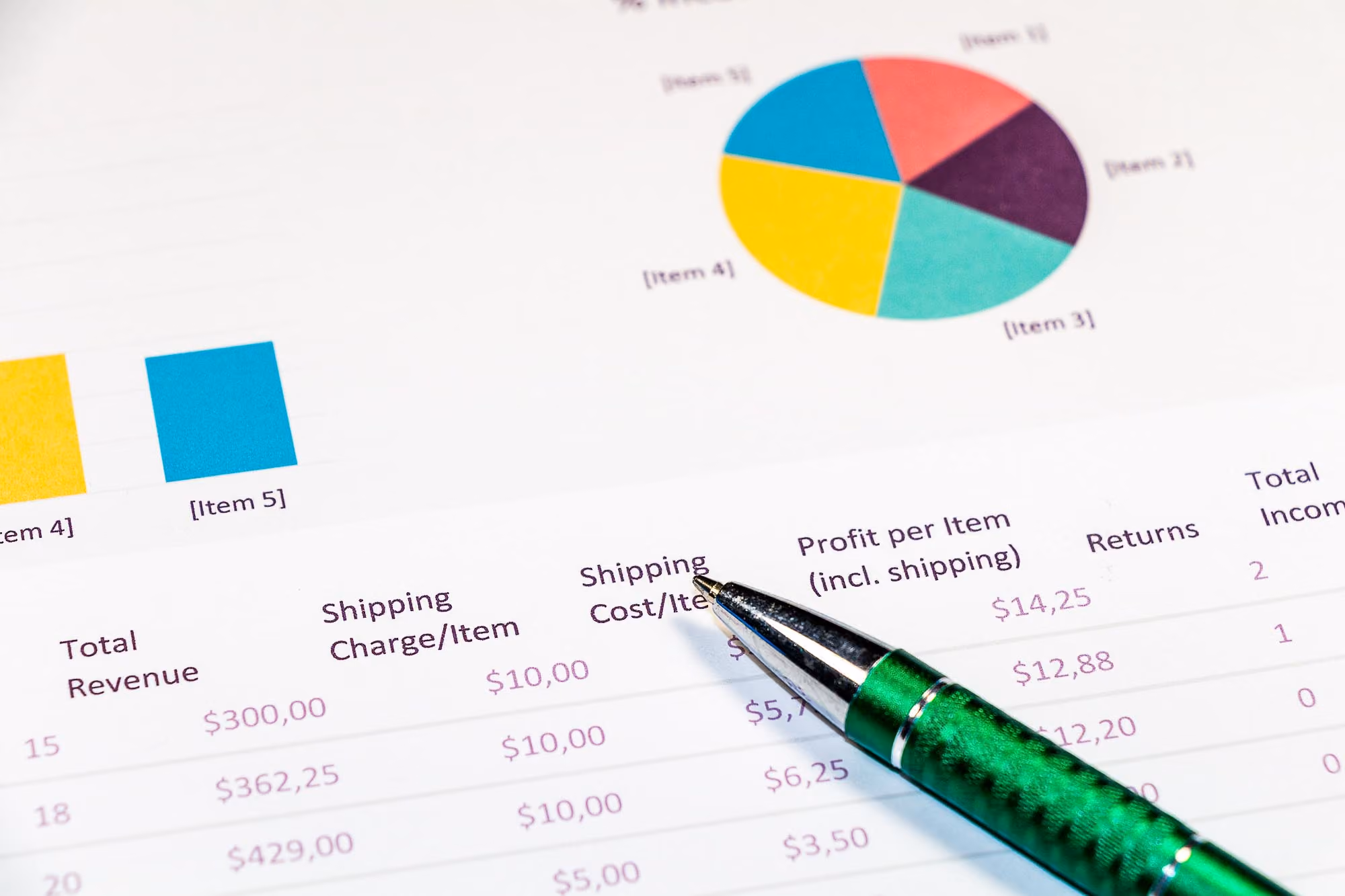 Background image of a financial report