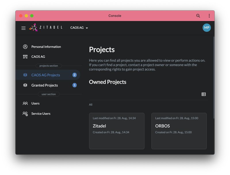 zitadel control interface
