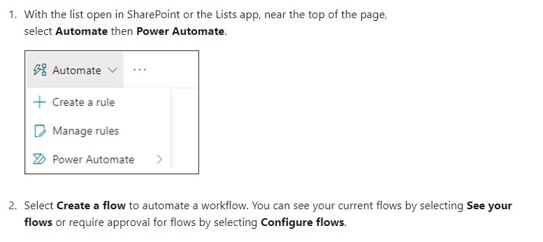 Instructions to automate lists in Microsoft SharePoint