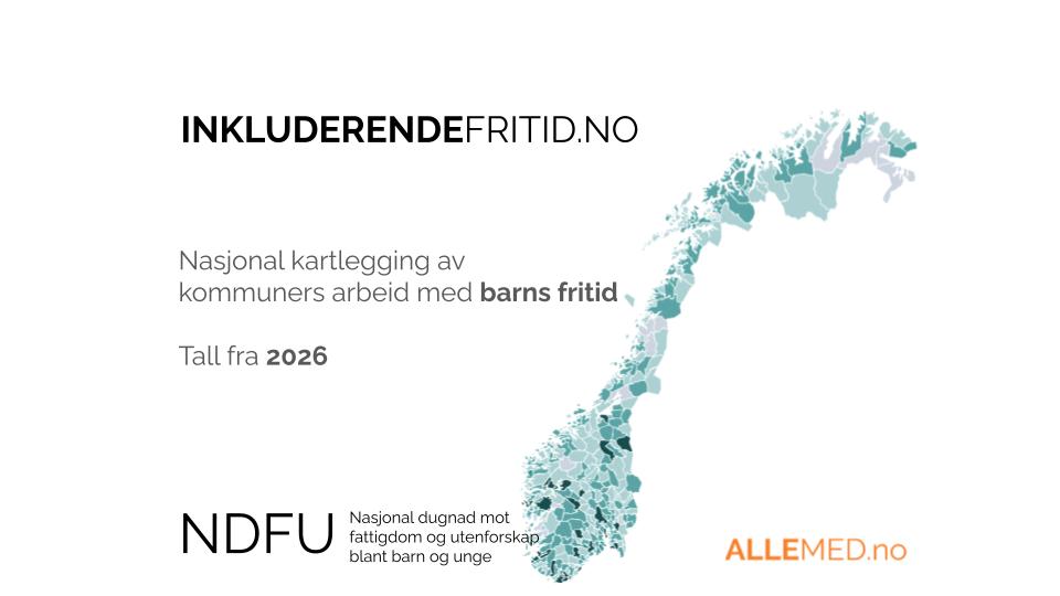 Bilde av et kart med ulike grønnfarger som indikerer kommunens innsats for realiseringen av fritidserklæringen.