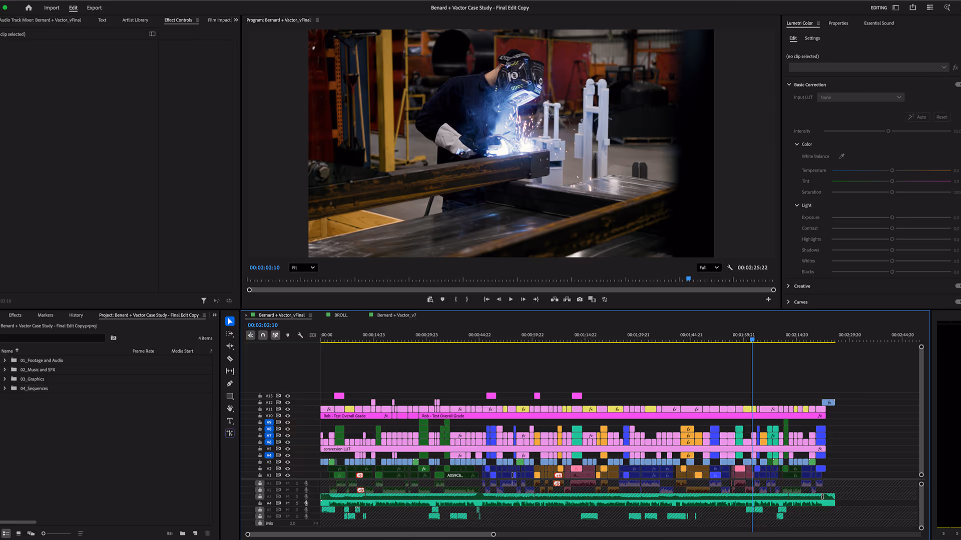 edit timeline of a case study video