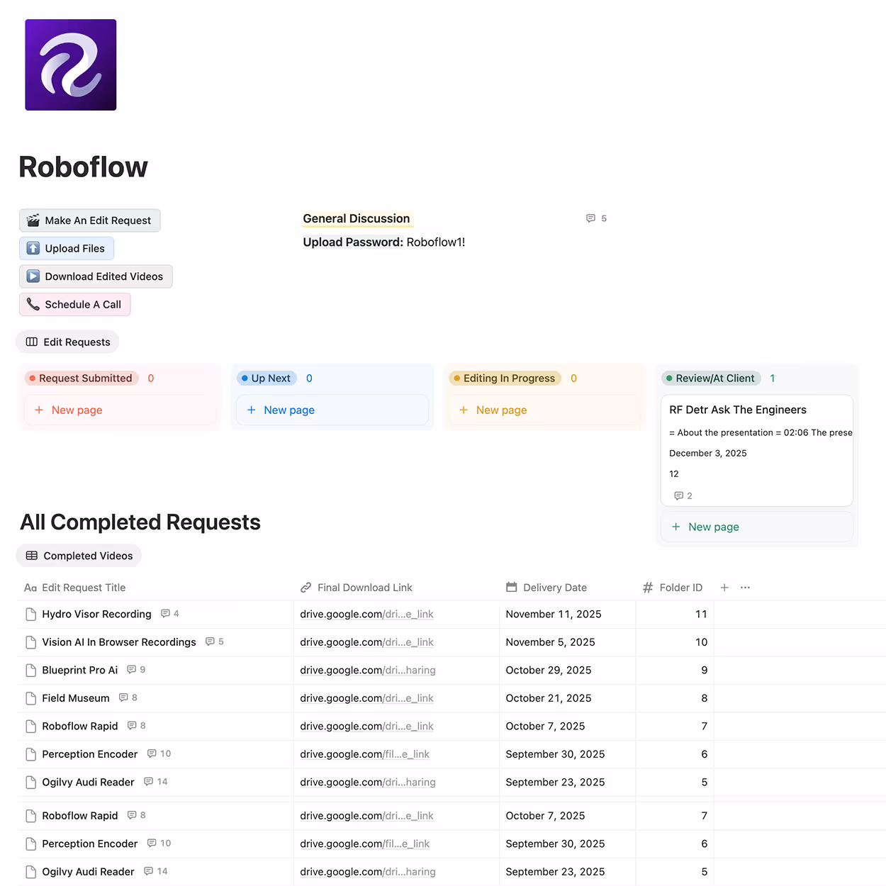 video editing portal for roboflow webinar editing