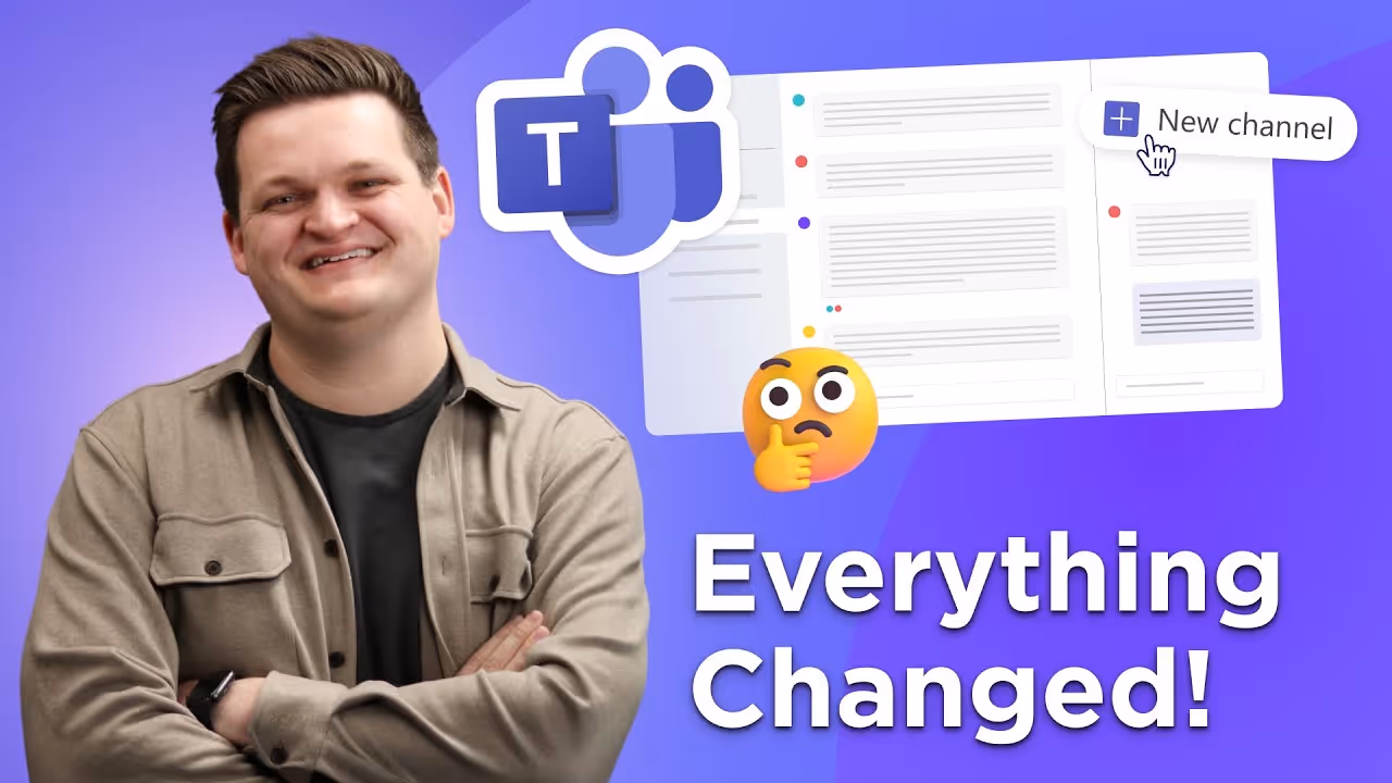 smiling male saying everything has changed with Microsoft teams icon in frame