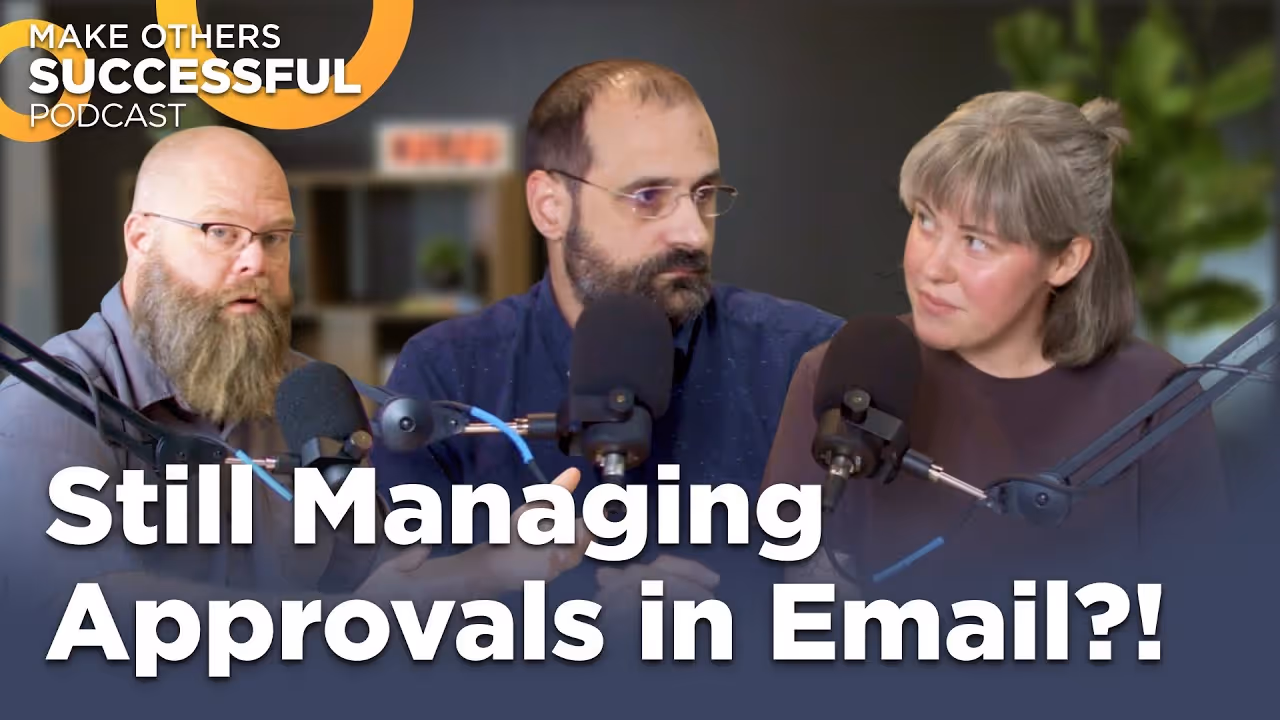 youtube thumbnail of podcast video discussion about managing email approvals