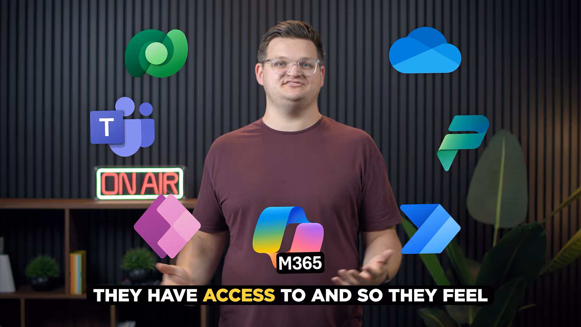 still frame of podcast video ad talking about m365 tools