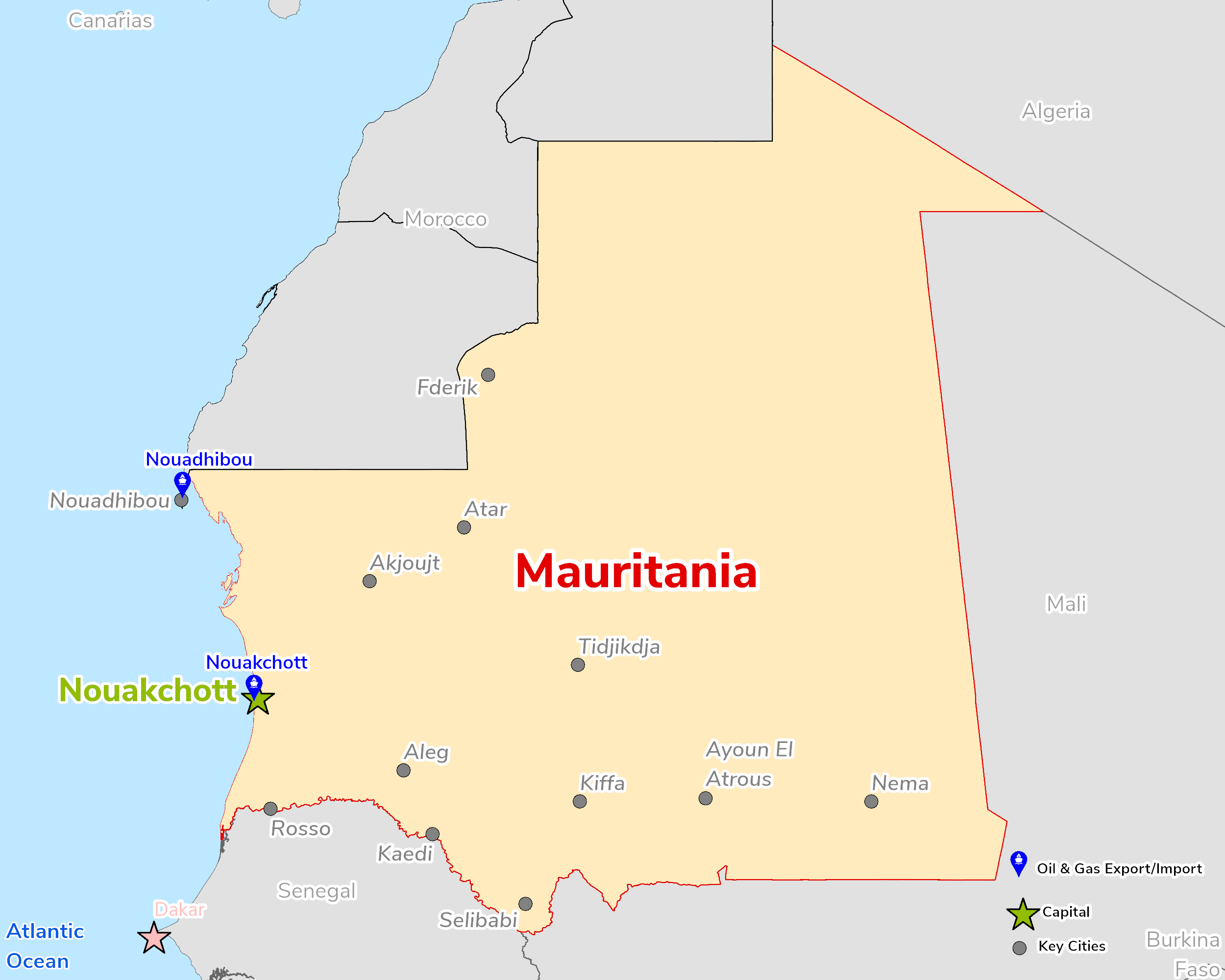 Map of Mauritania