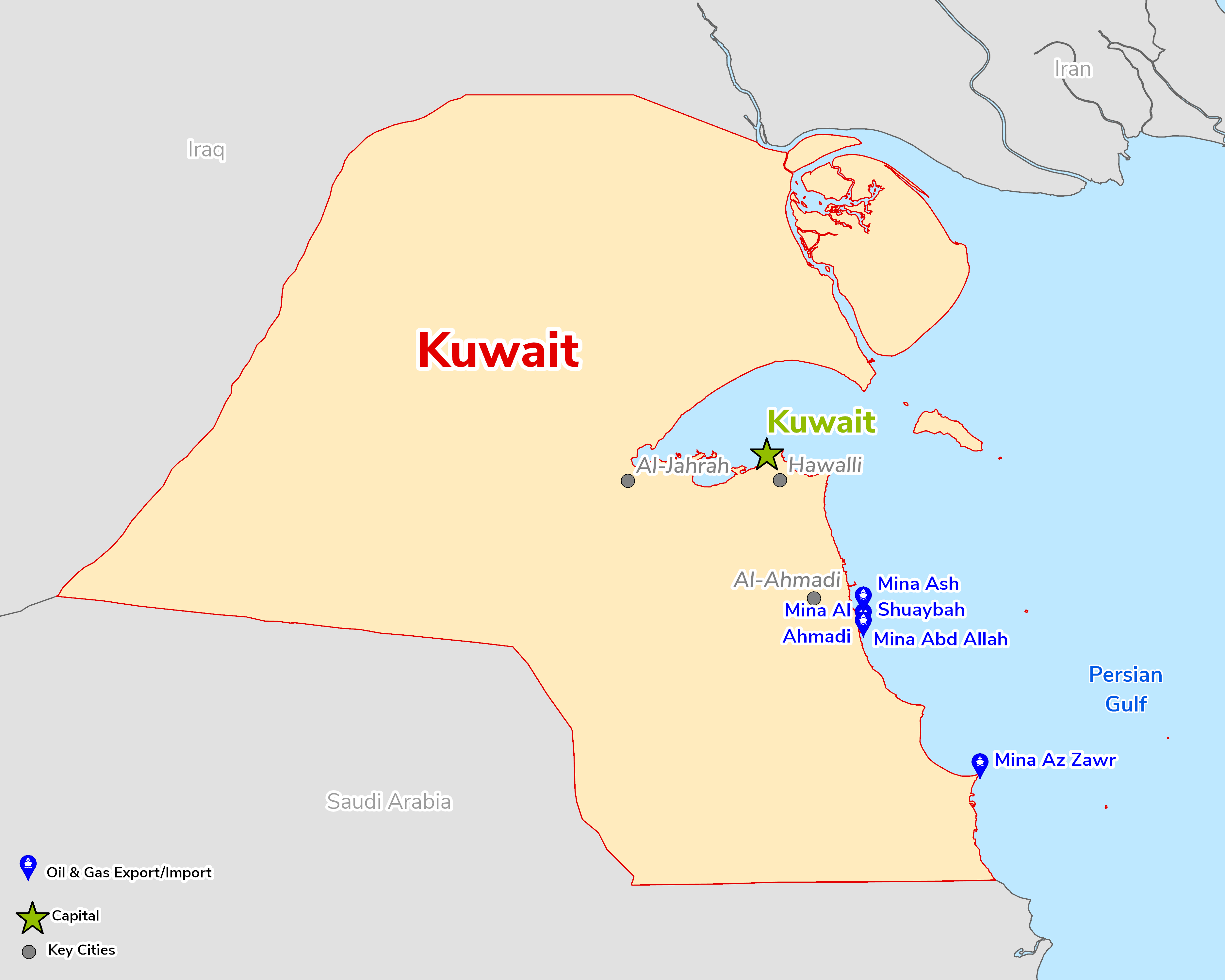 Map of Kuwait