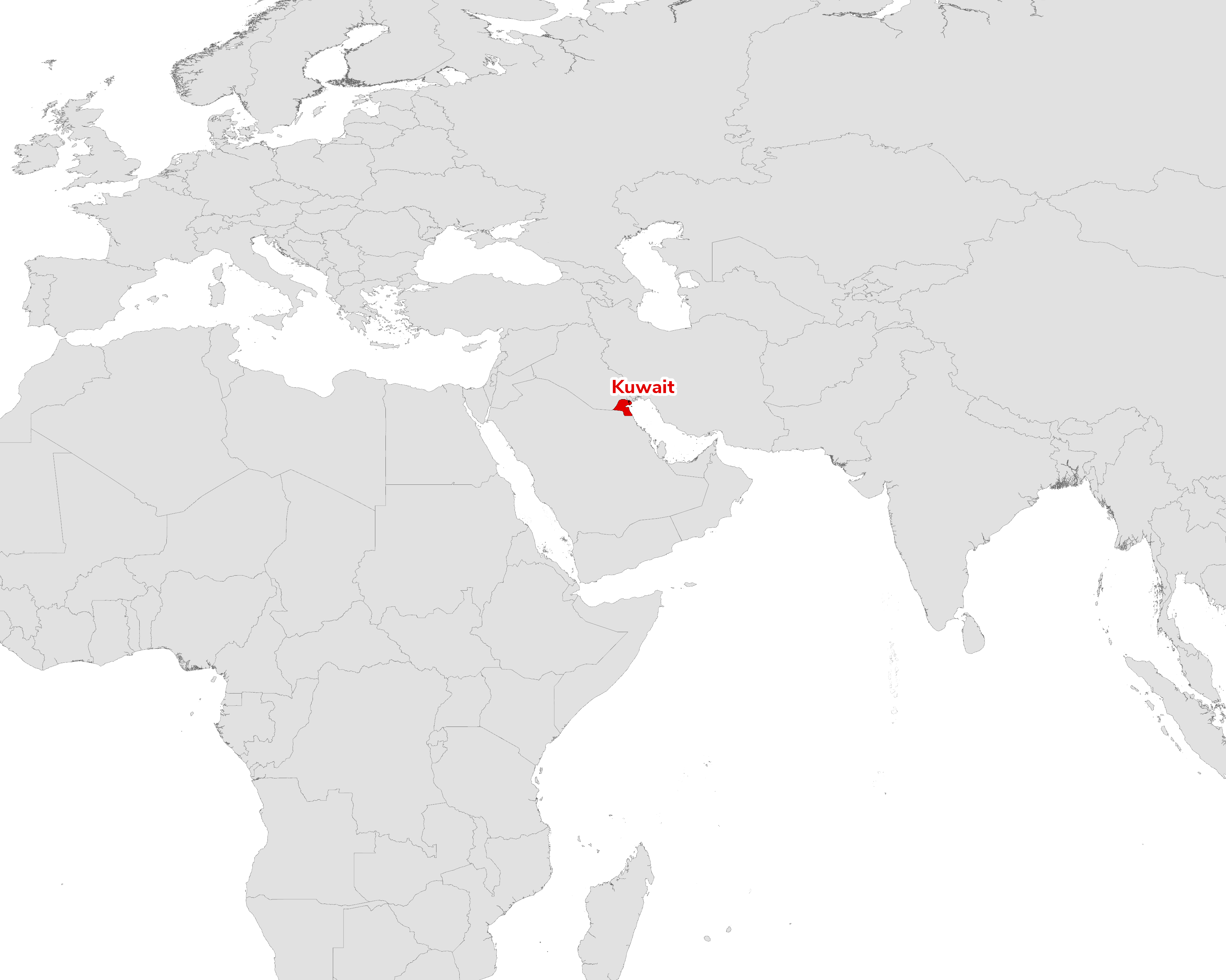 Regional map showing Kuwait