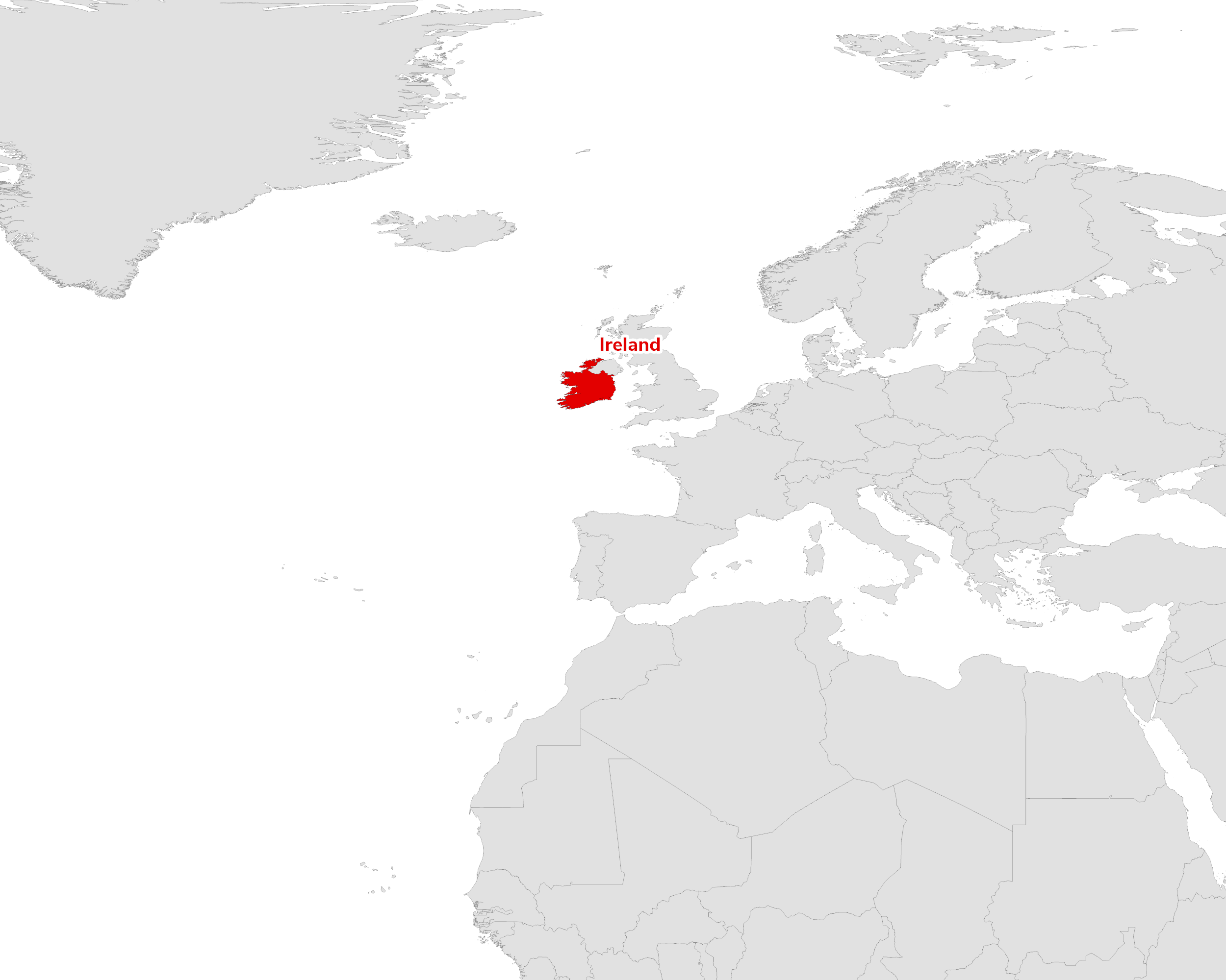 Regional map showing Ireland