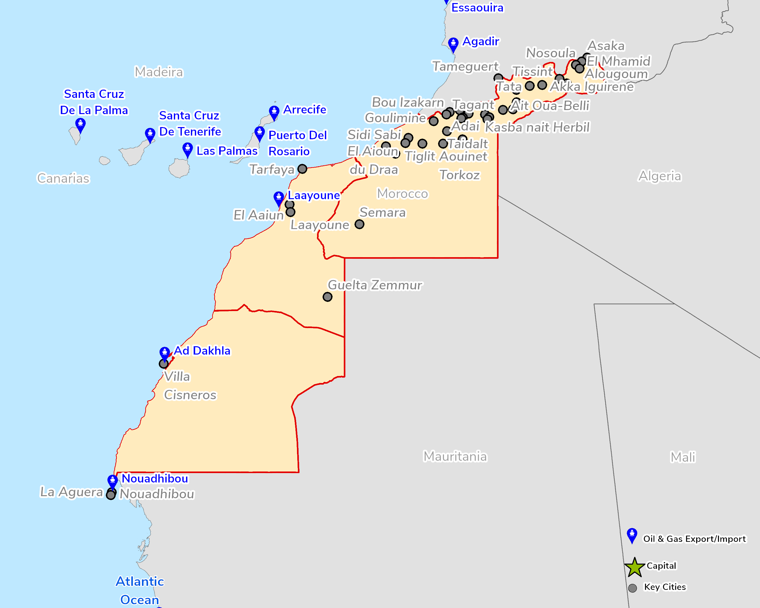Map of Western Sahara