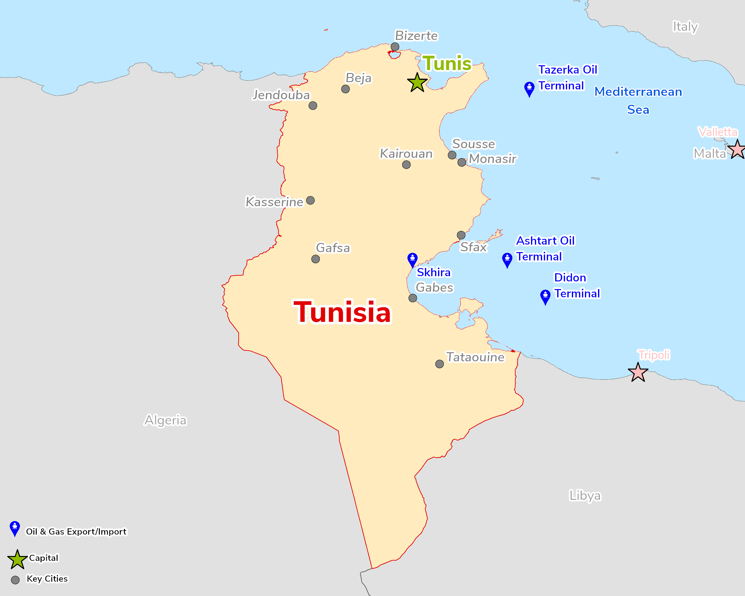 Map of Tunisia