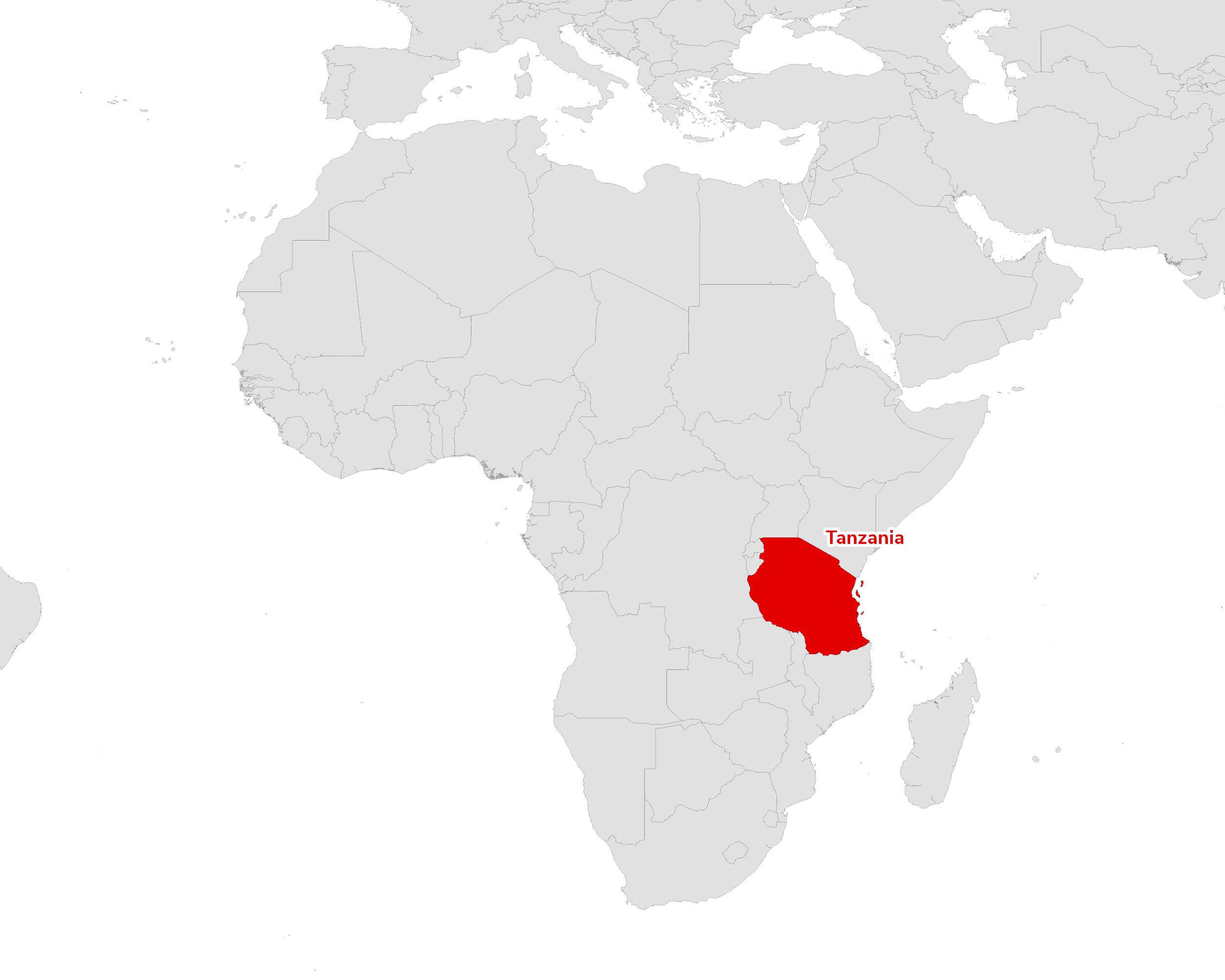 Regional map showing Tanzania