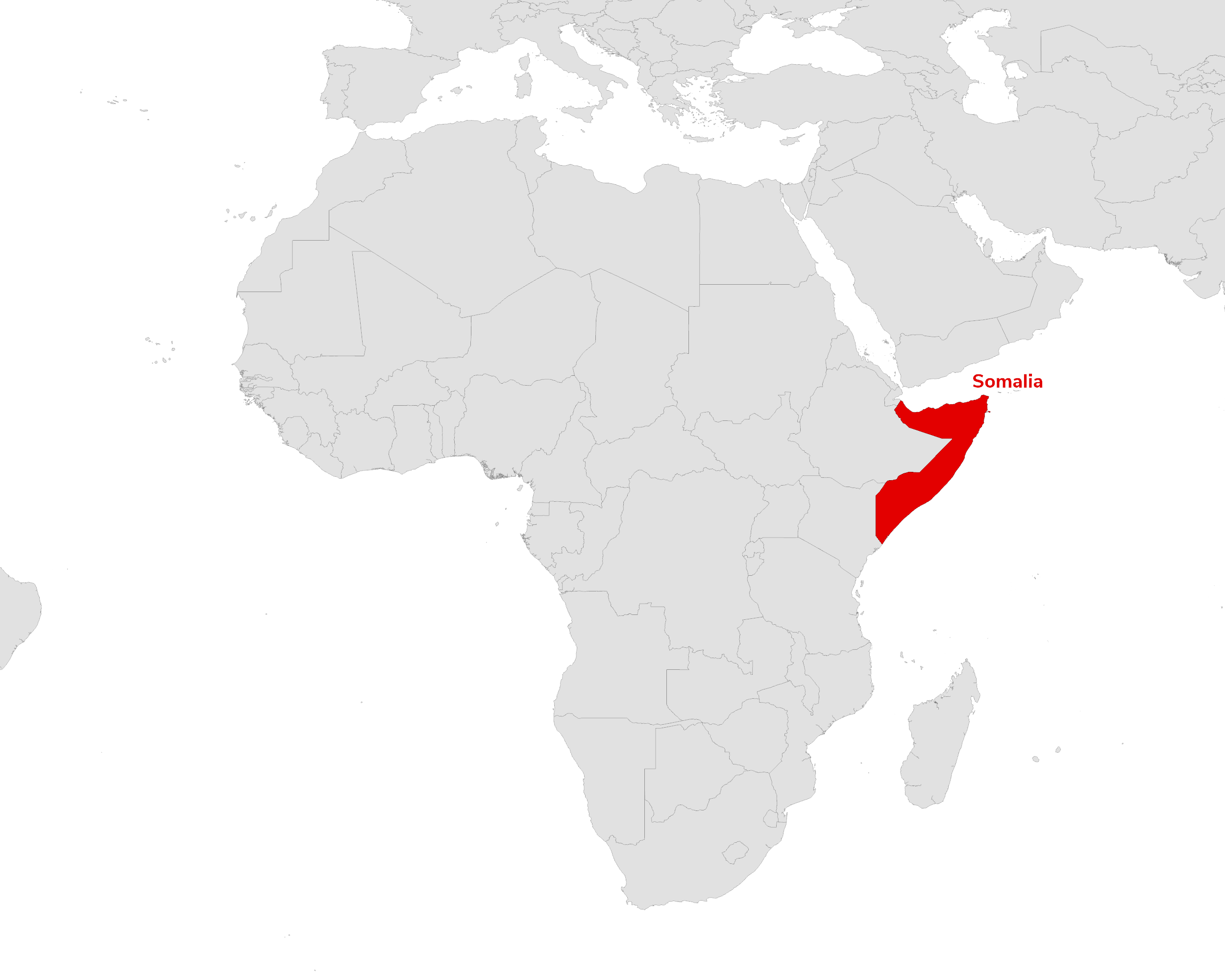 Regional map showing Somalia
