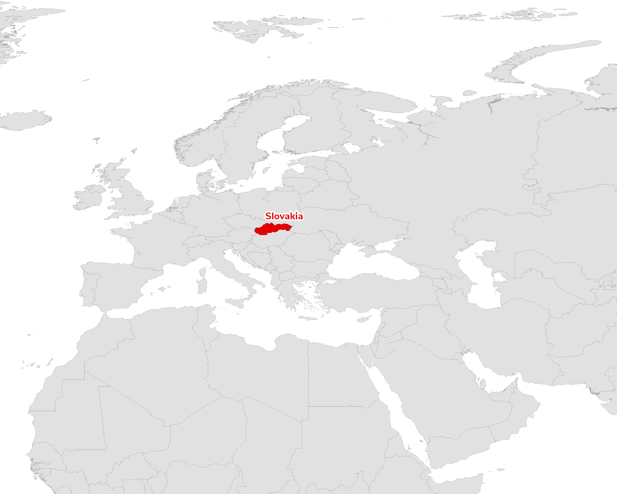 Regional map showing Slovakia