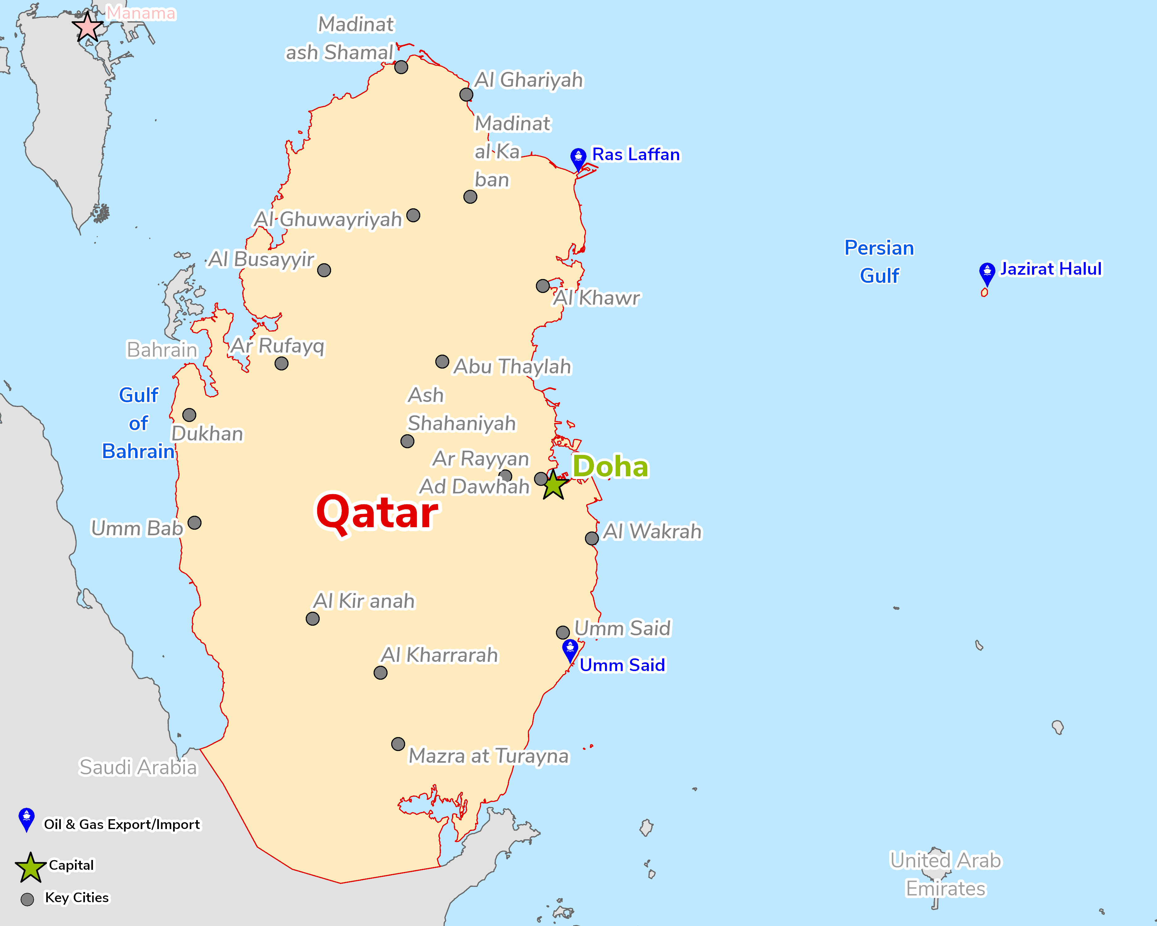 Map of Qatar