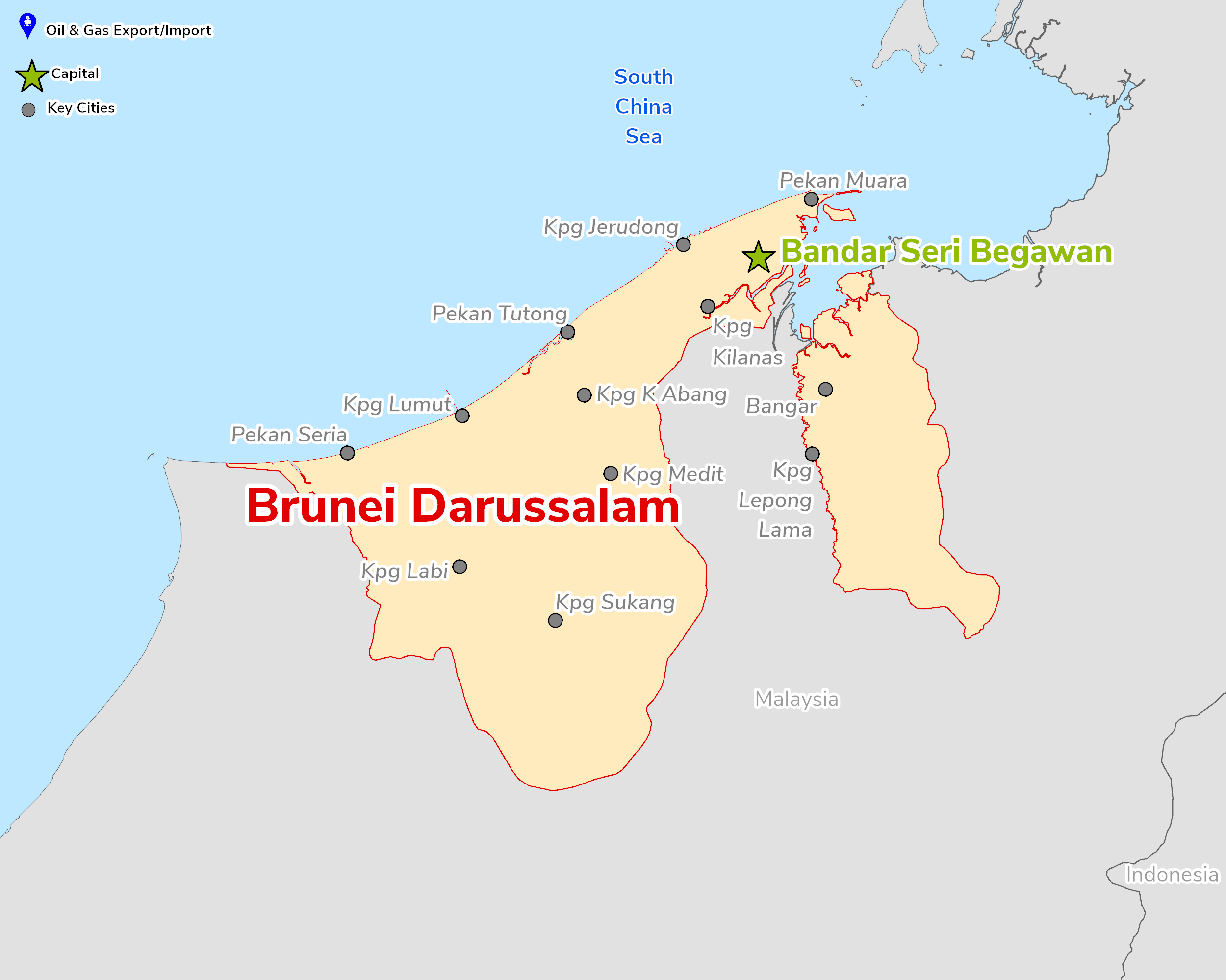 Map of Brunei Darussalam