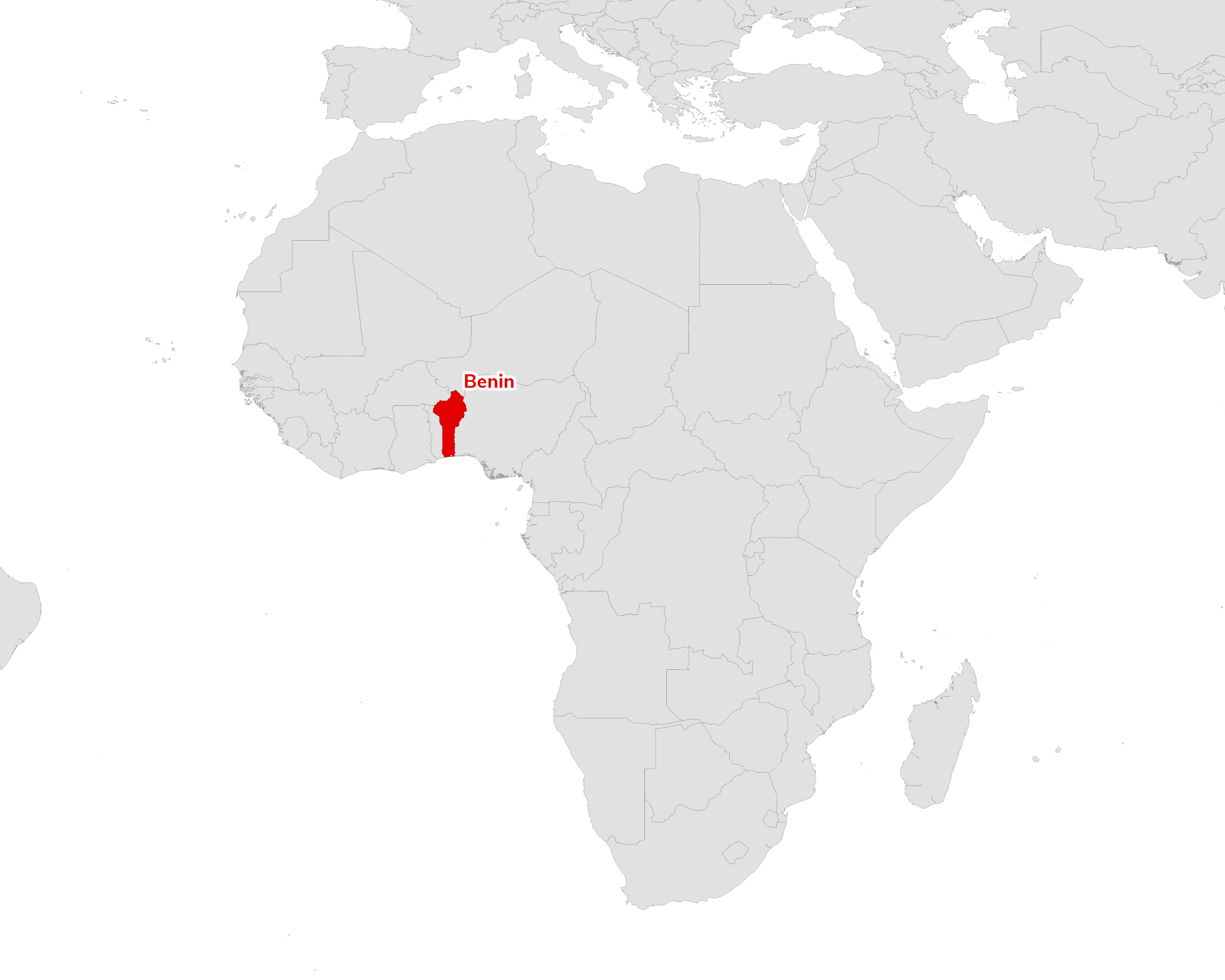 Regional map showing Benin