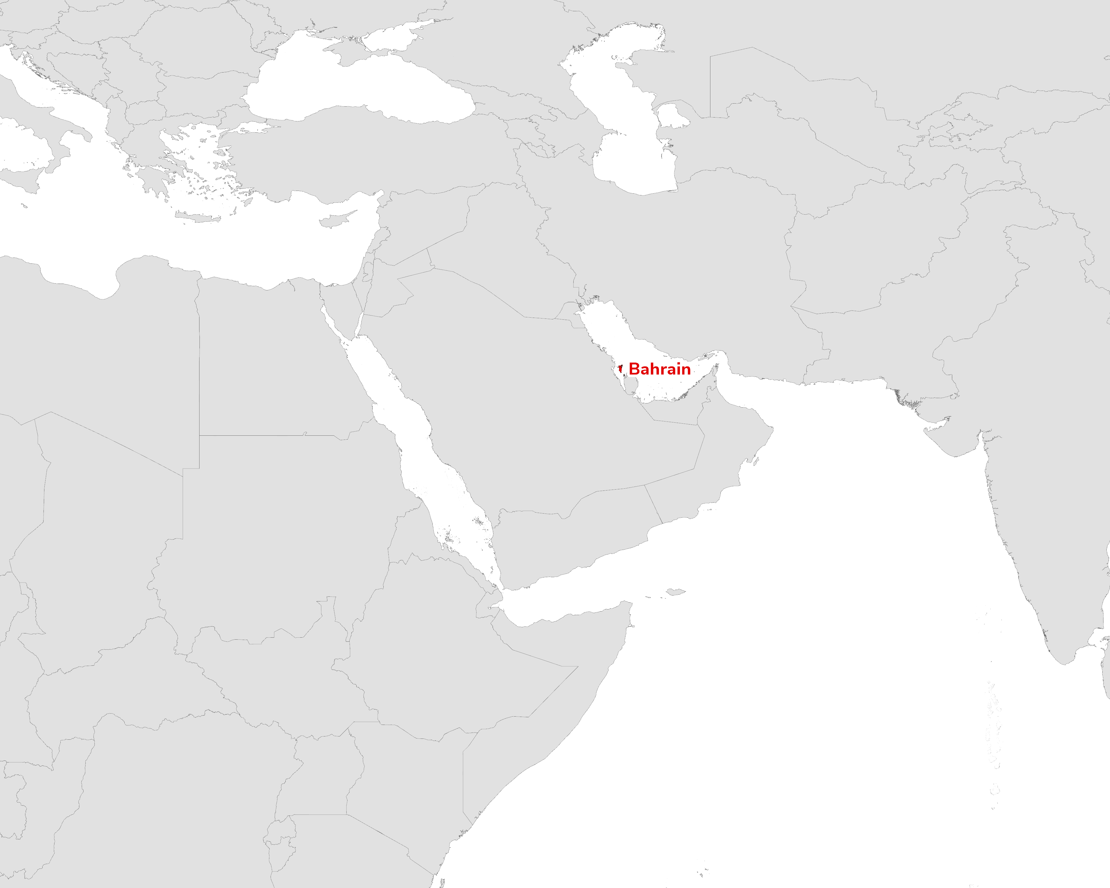 Regional map showing Bahrain