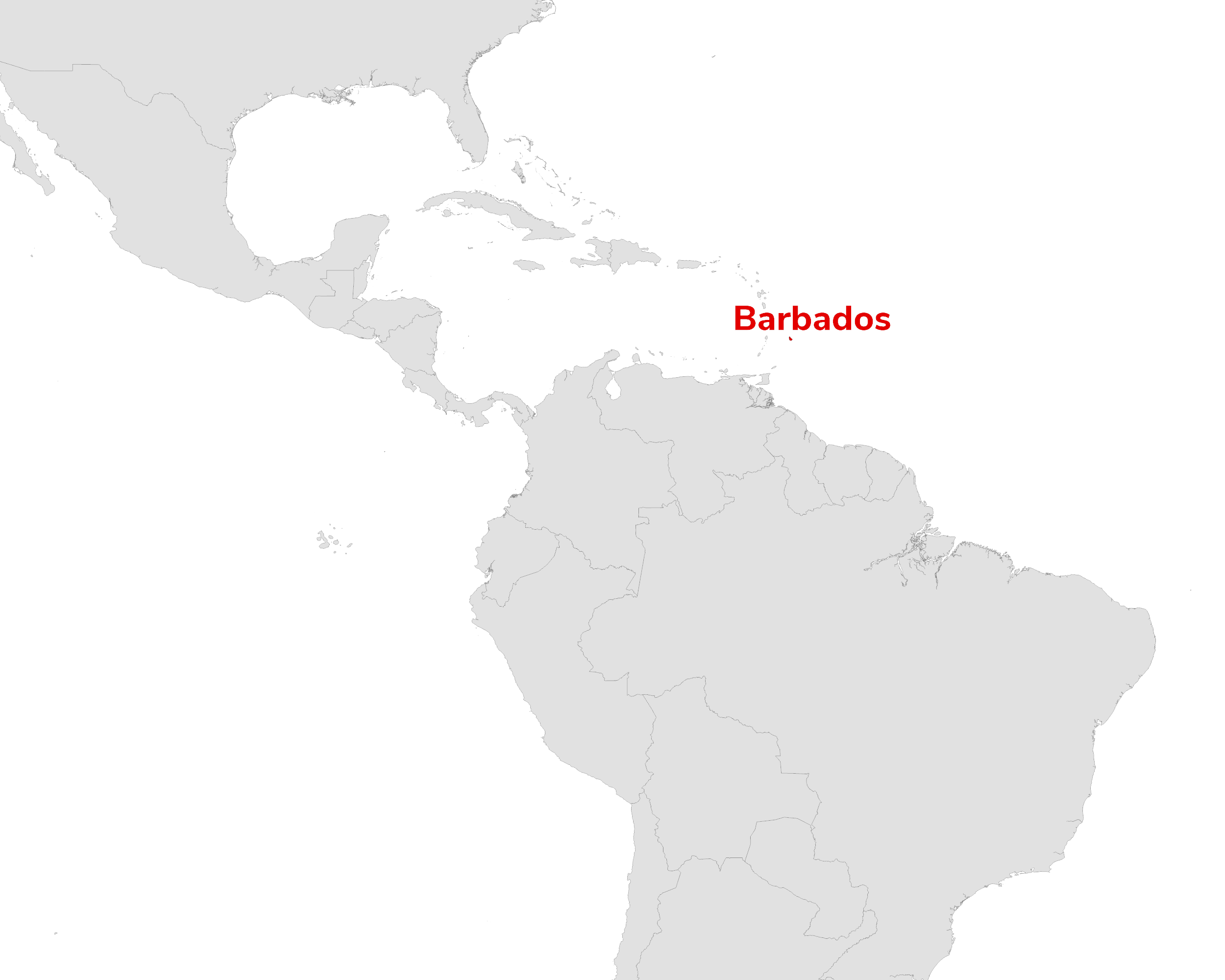 Regional map showing Barbados