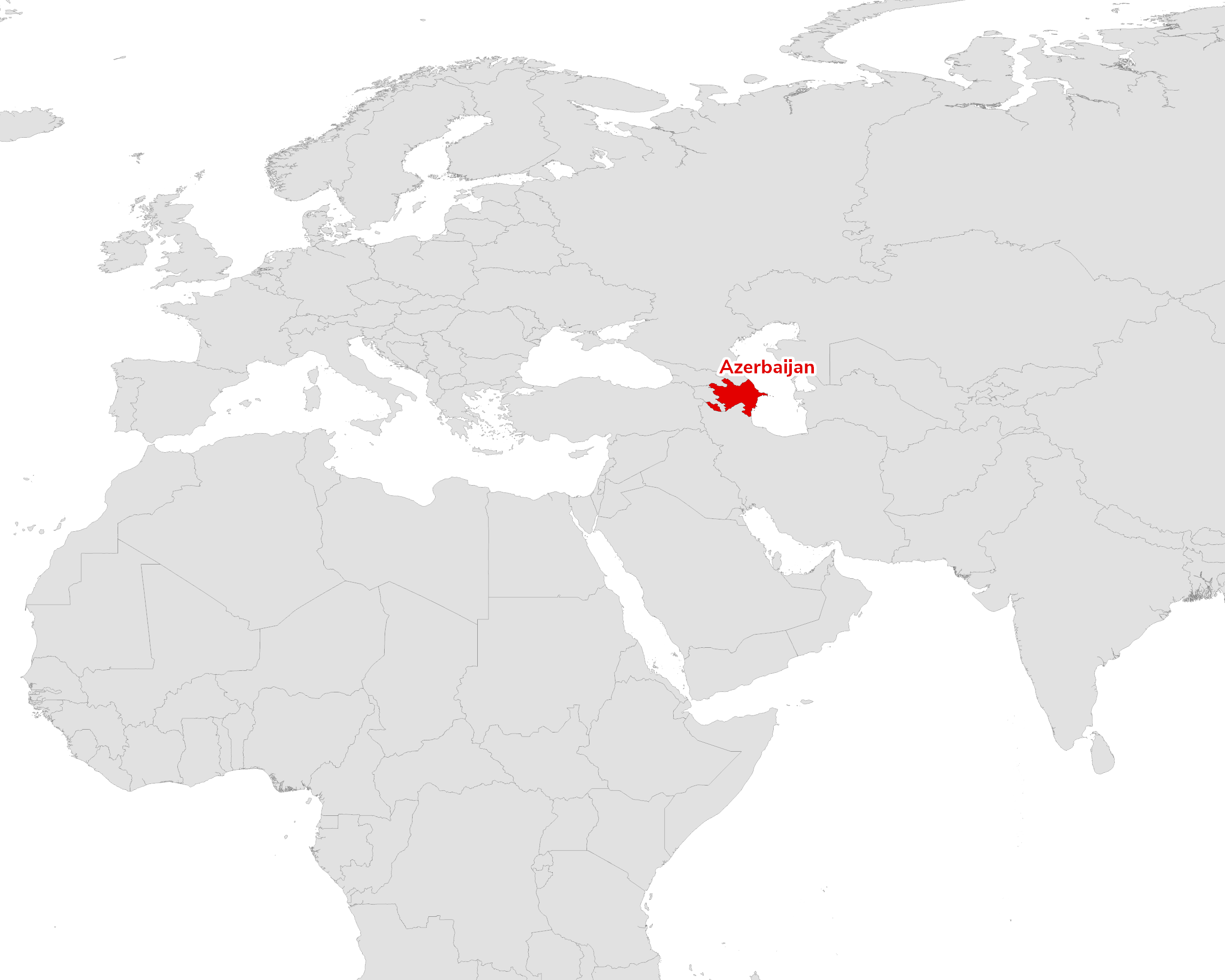 Regional map showing Azerbaijan