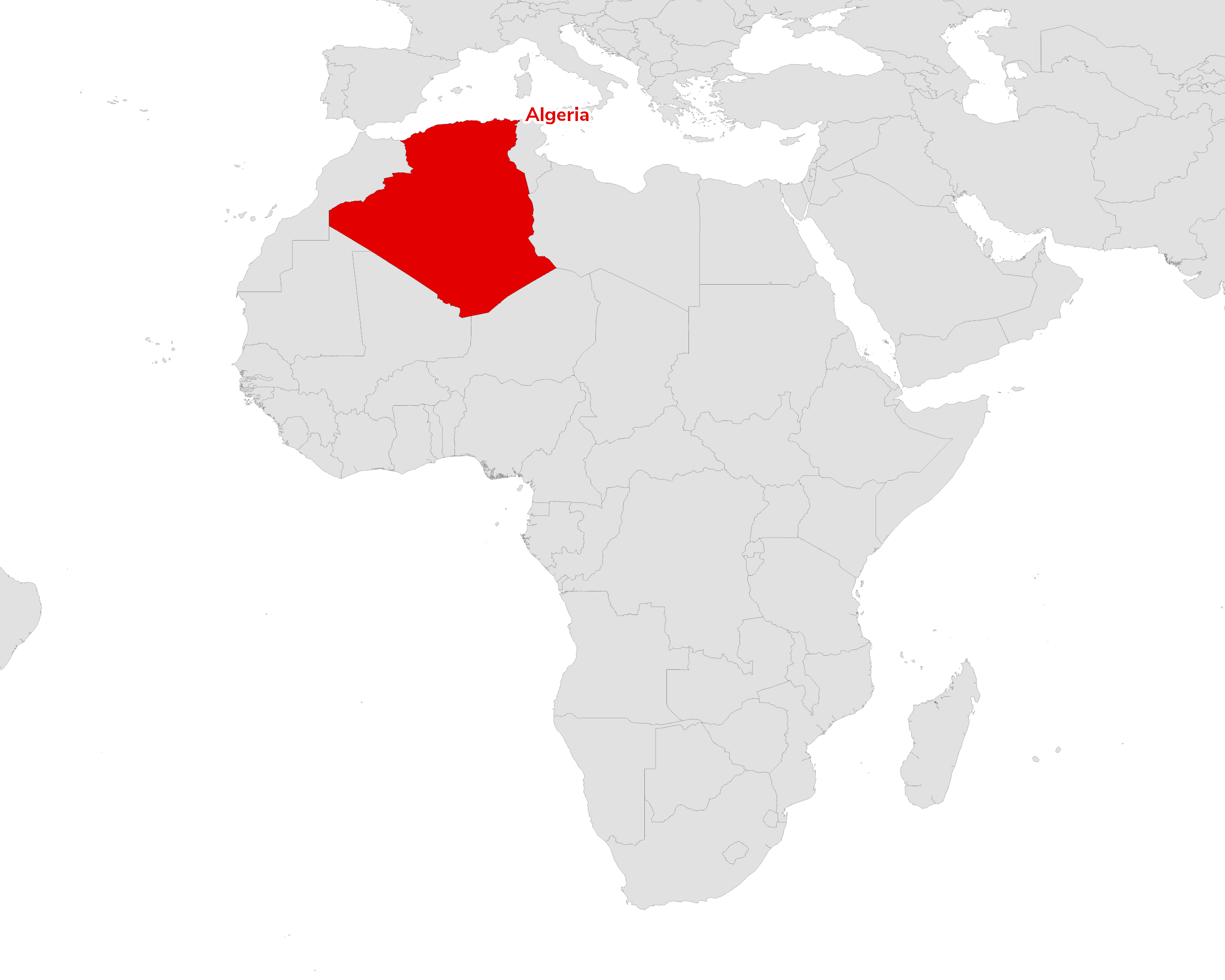 Regional map showing Algeria