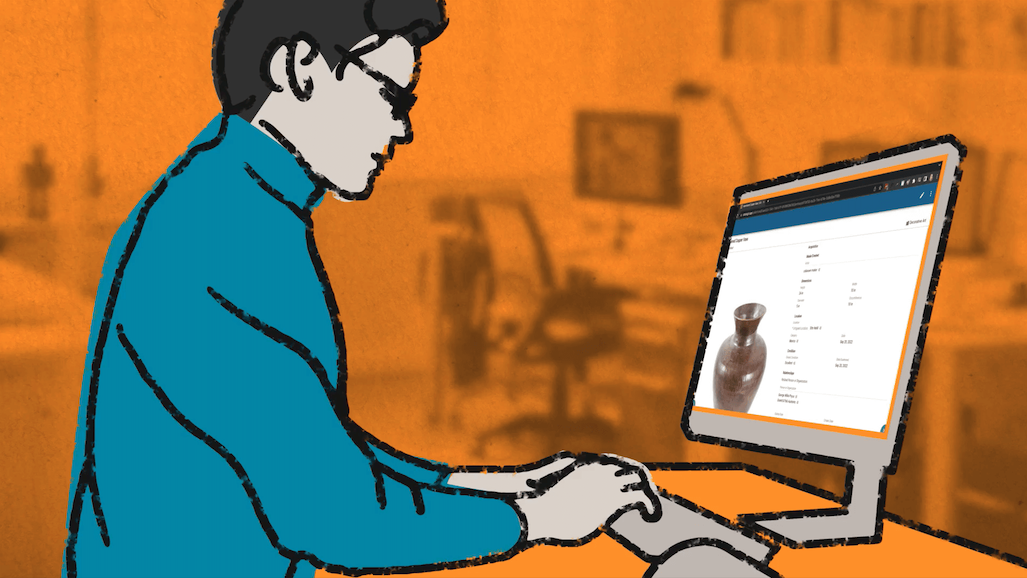 Museum staff using an AI agent to generate image descriptions