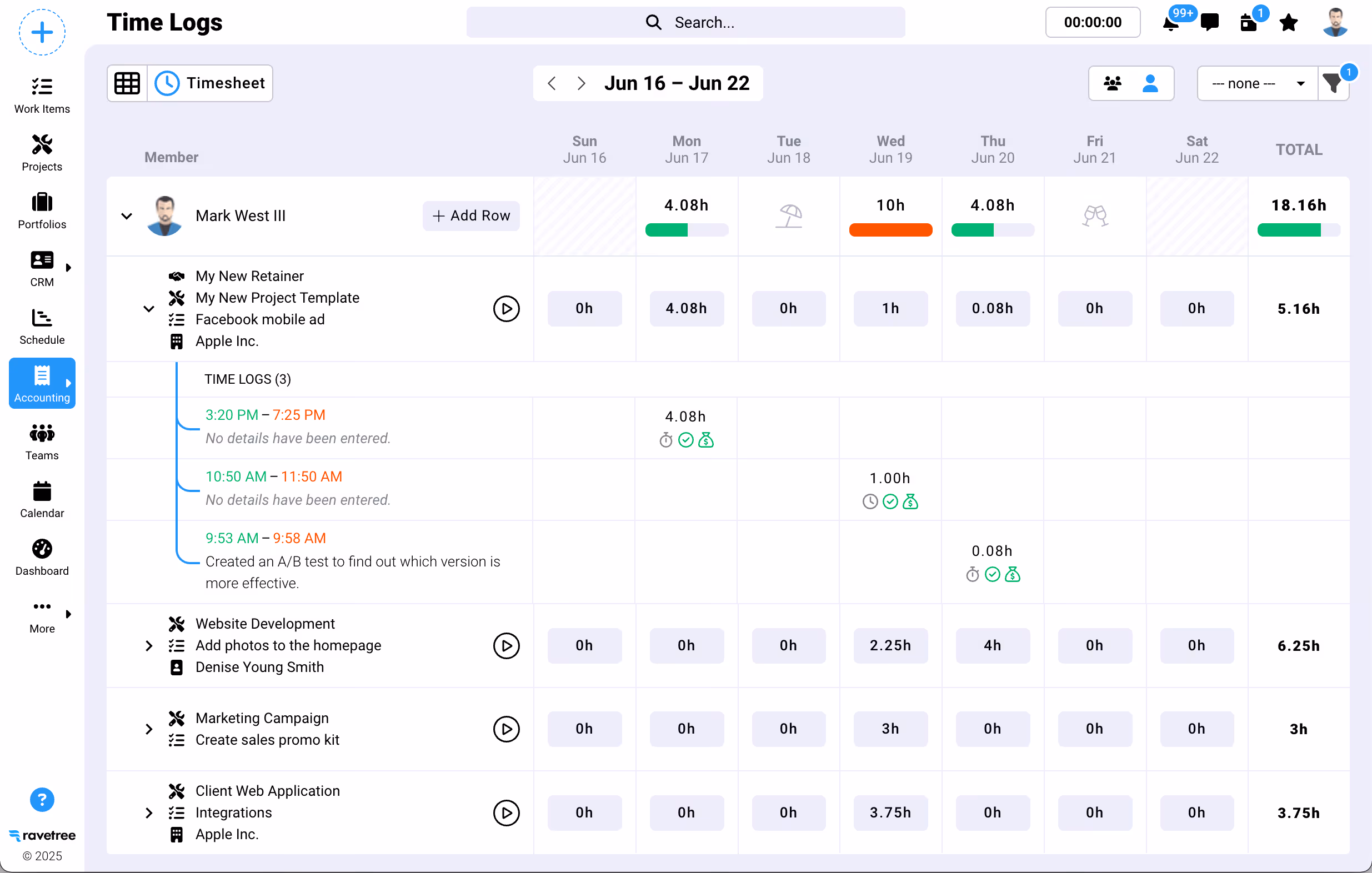 Ravetree timesheet